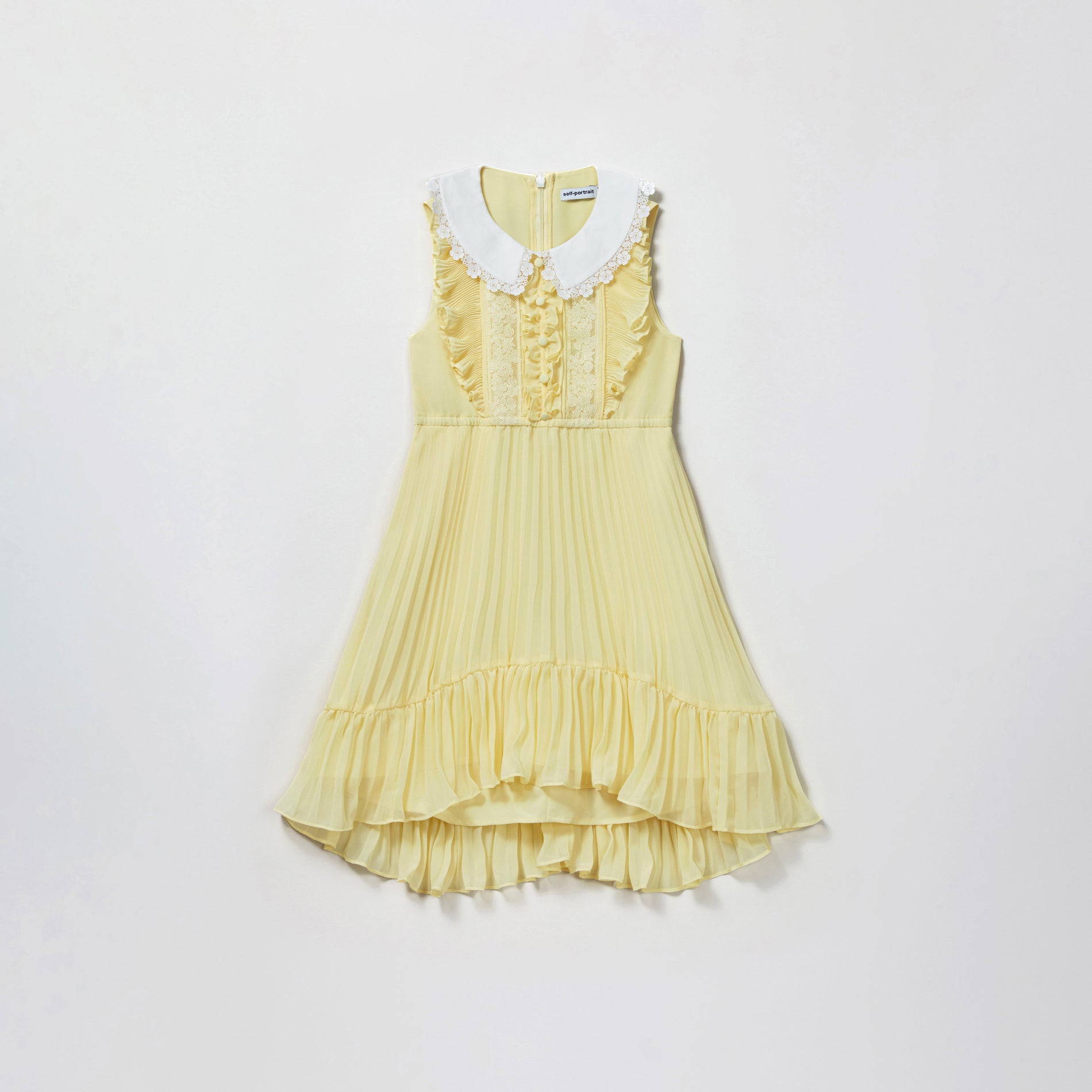 Yellow Guipure Lace Mini Dress