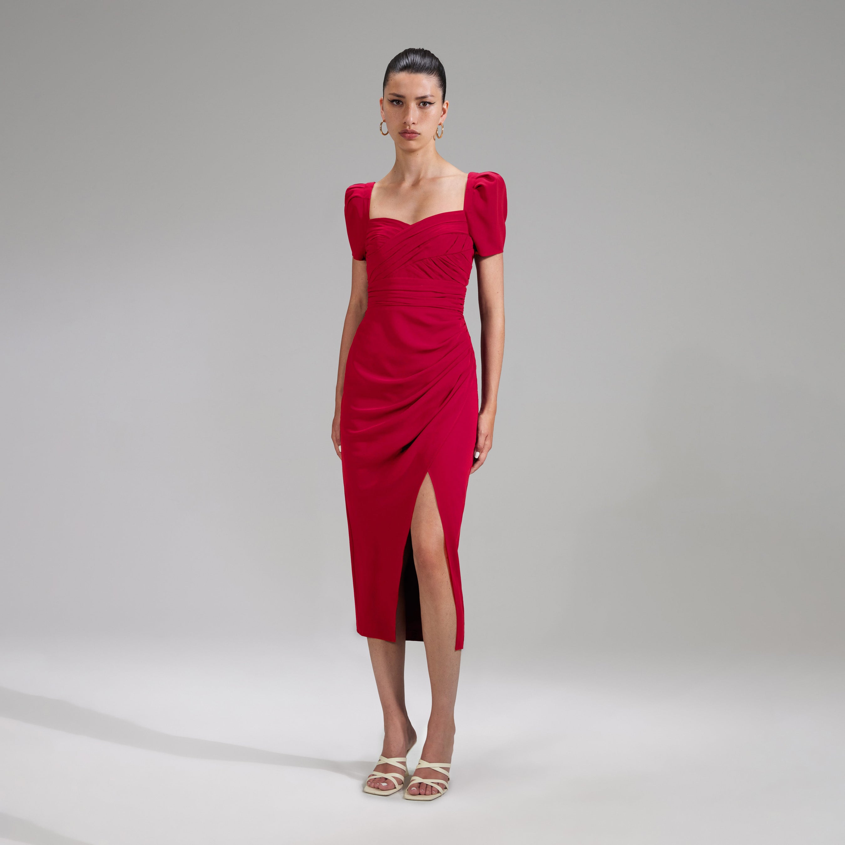 Red Iris Midi Dress