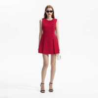 Red Wool Crepe Mini Dress