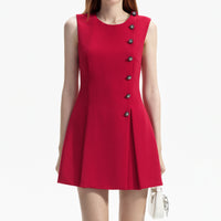 Red Wool Crepe Mini Dress