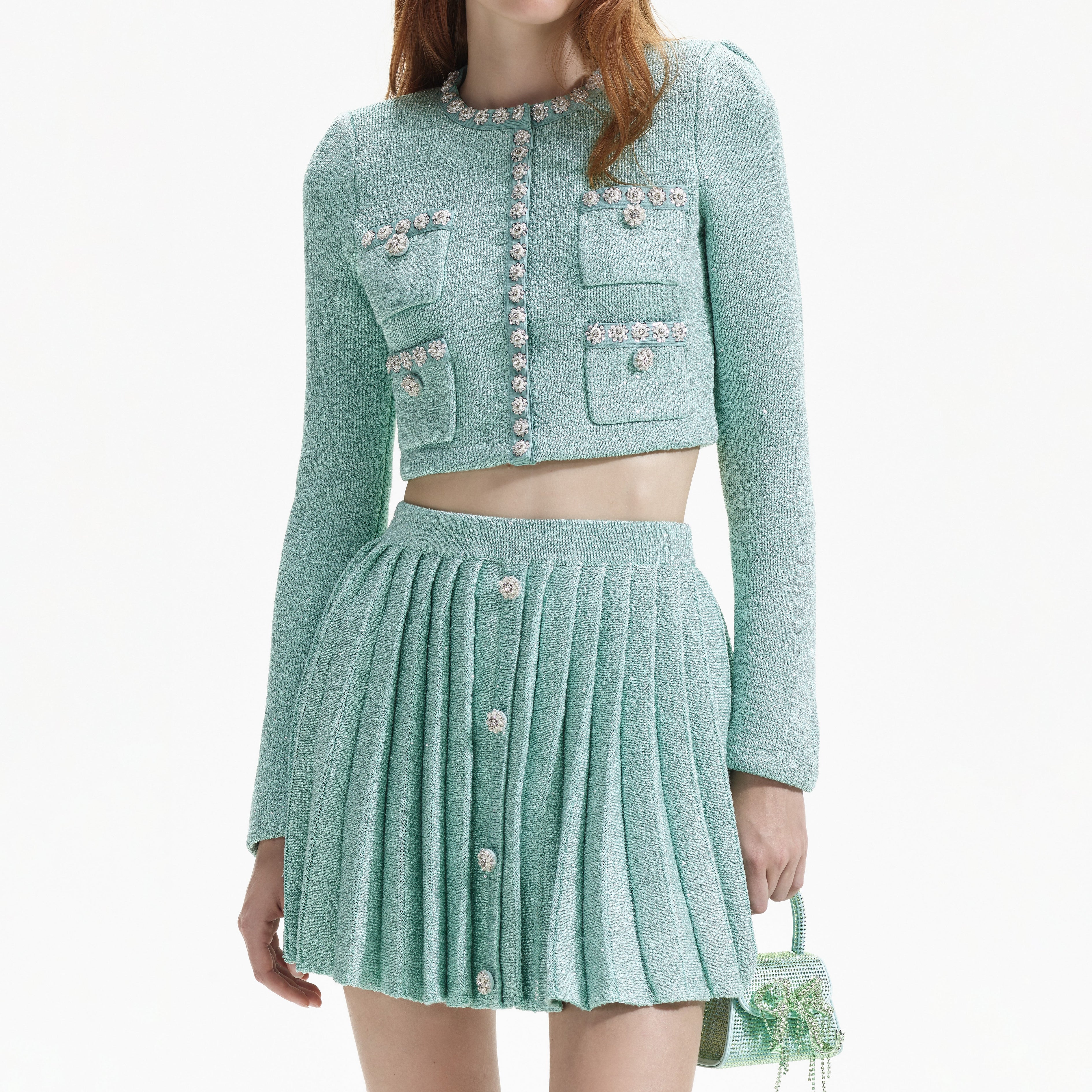 Mint Sequin Knit Cardigan
