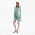 Mint Sequin Pleated Knit Skirt