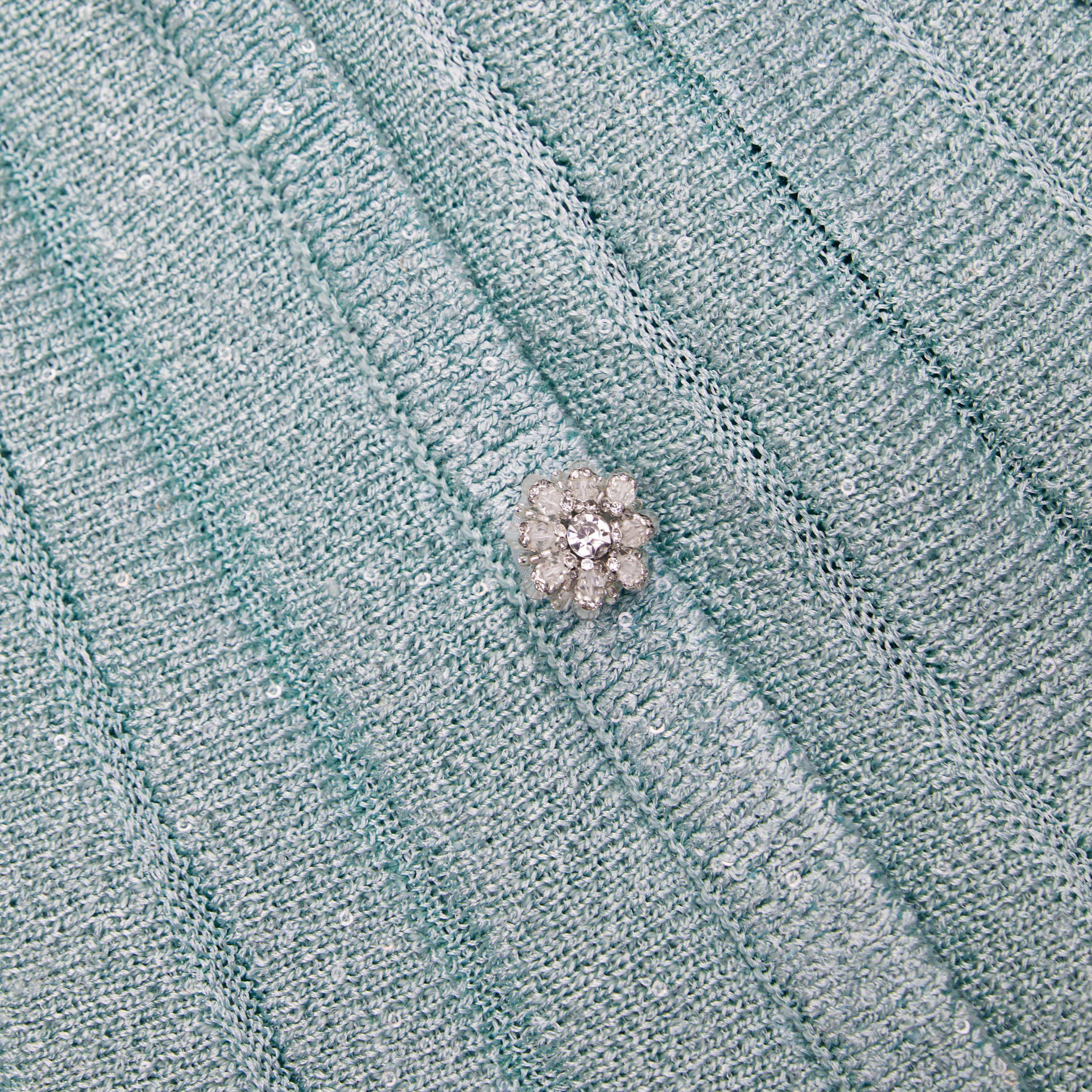 Mint Sequin Pleated Knit Skirt