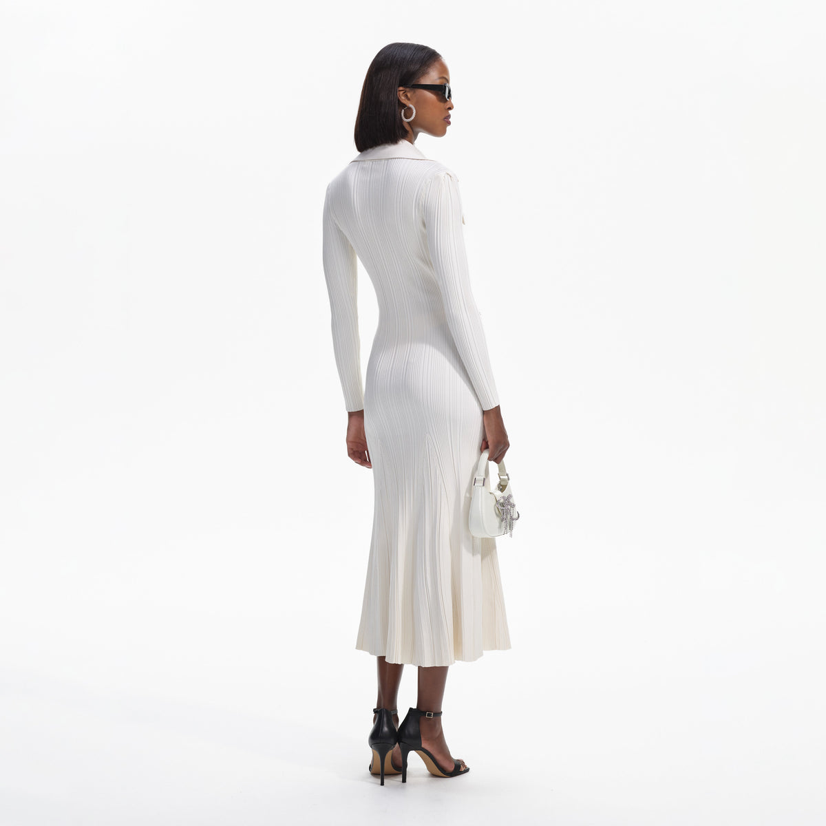 beige knit midi dress SELF-PORTRAIT - Cream Knit Midi Dress