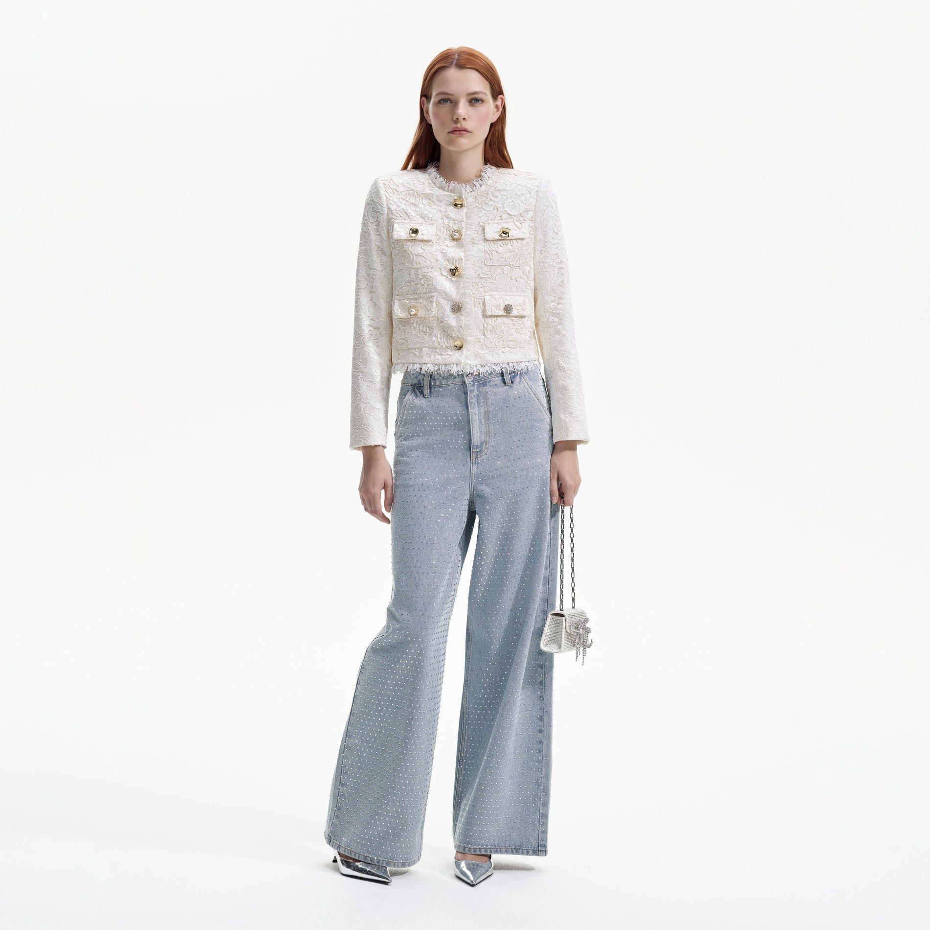 White Cord Lace Trousers – self-portrait-US