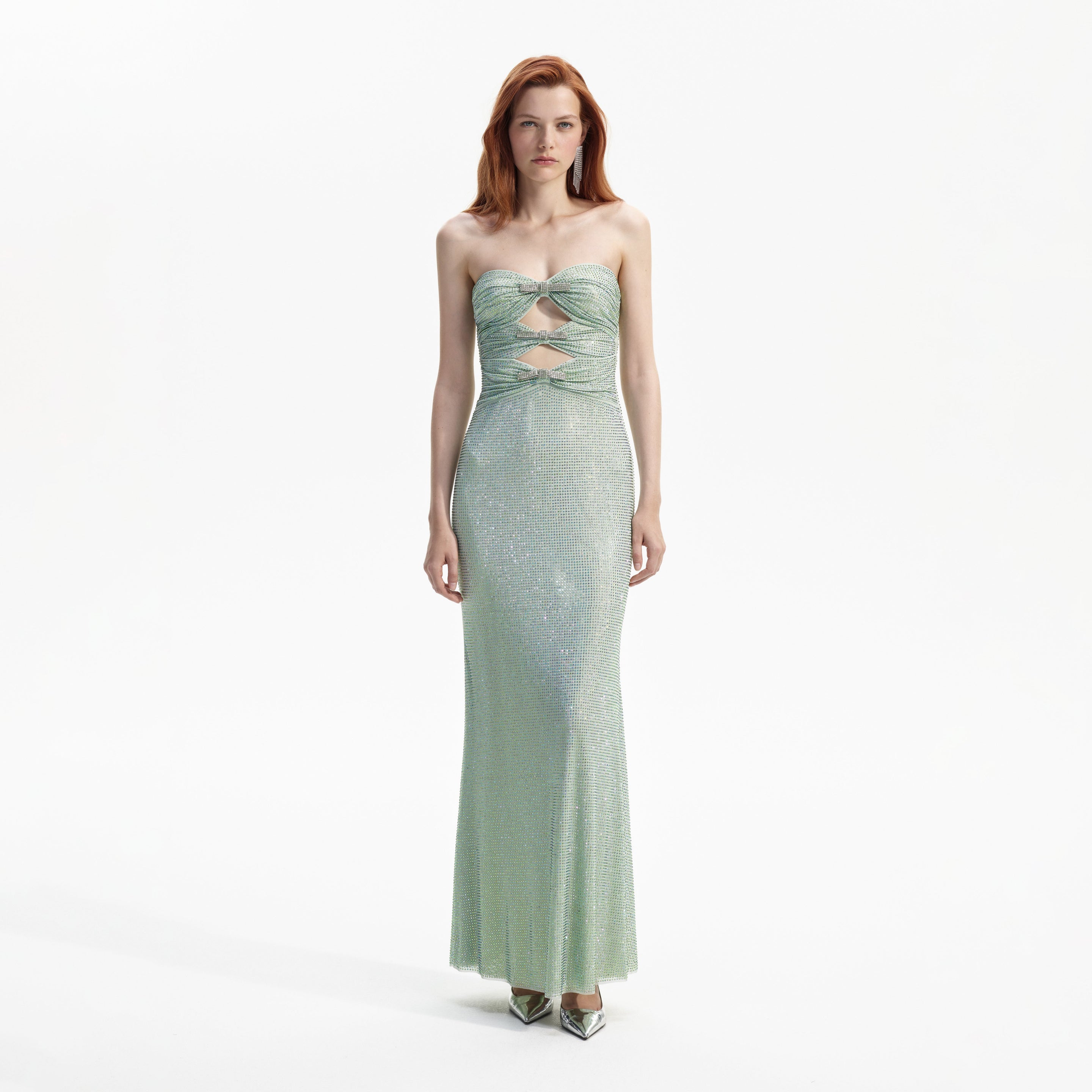 Mint Rhinestone Strapless Maxi Dress – self-portrait-US