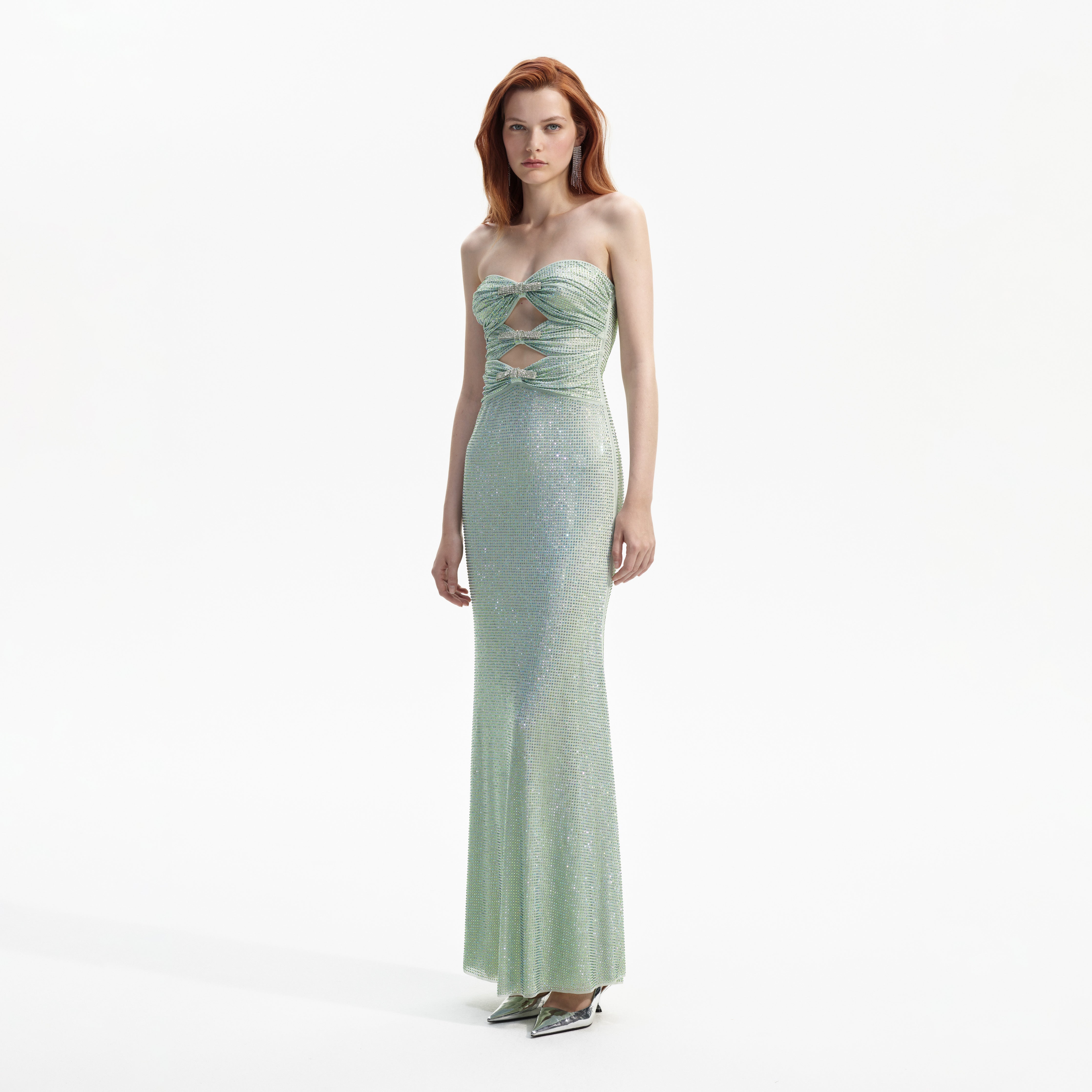 *Mint/AB online Rhinestone Strapless Formal Dress