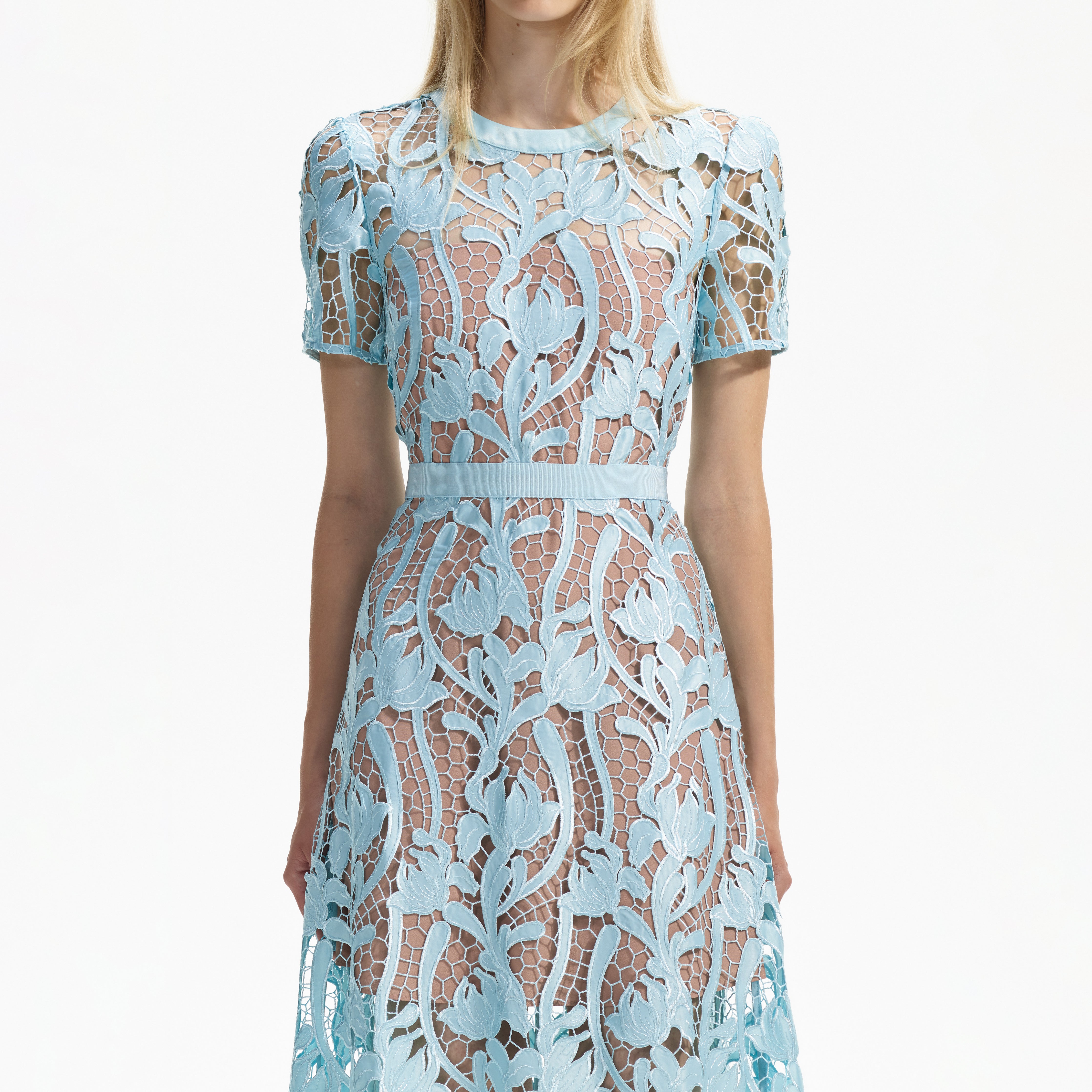 Light Blue Lace Midi Dress self portrait US