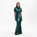 Teal Sequin Maxi Dress