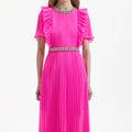 Pink Chiffon Diamante Maxi Dress