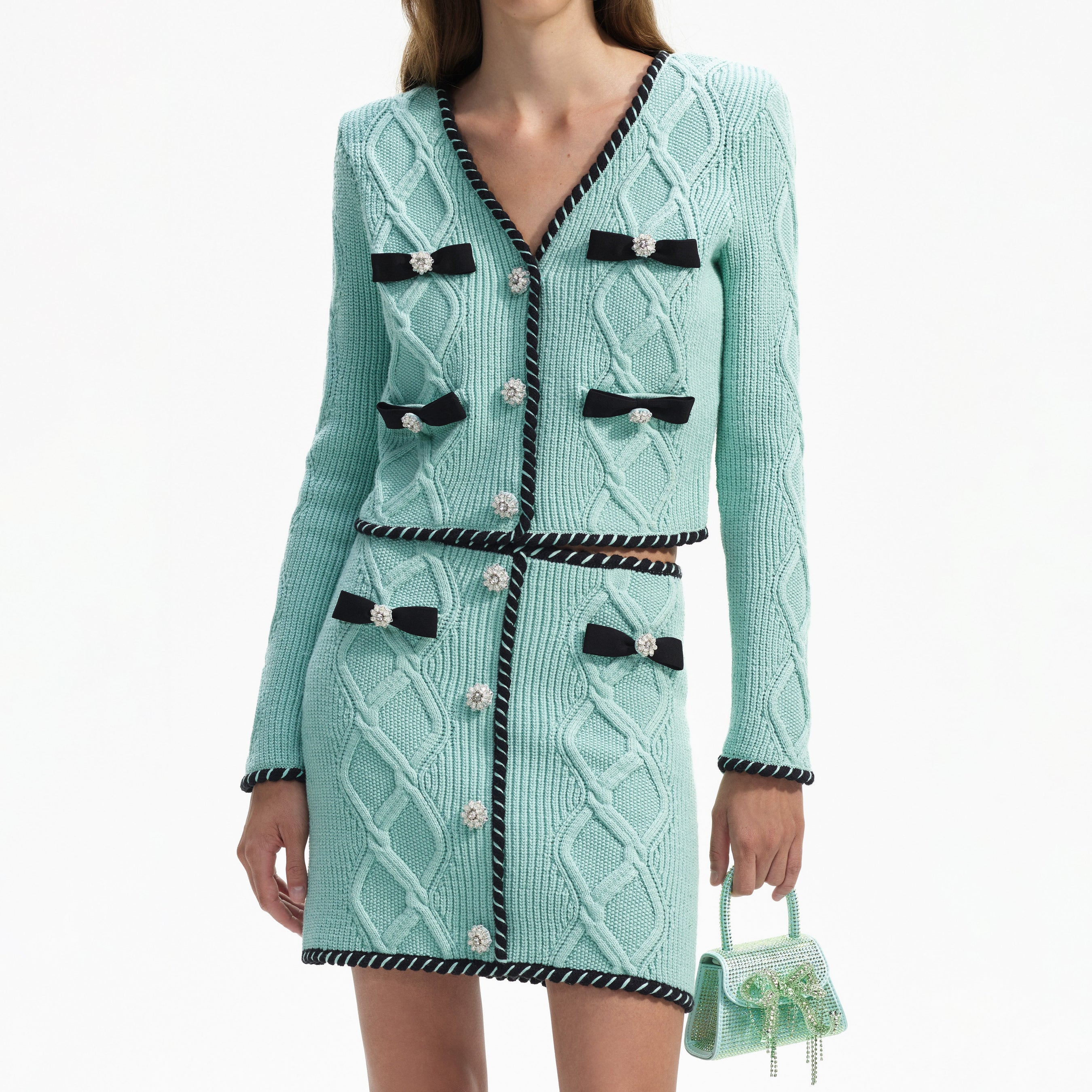 Mint Cable Knit Cardigan