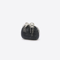 Black Satin Rhinestone Clutch Bag