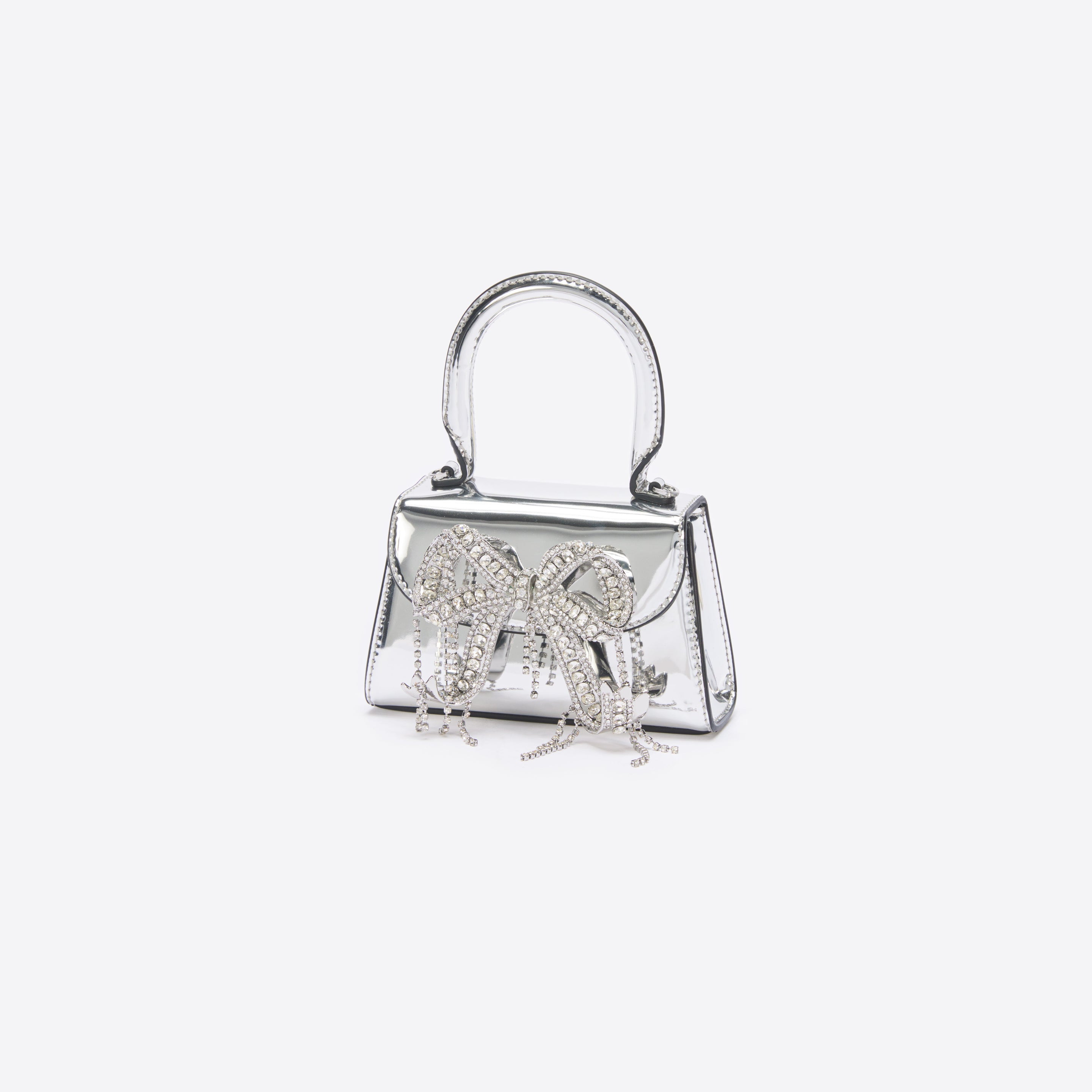 Silver Metallic Micro Embellished Bow Bag – self-portrait-US
