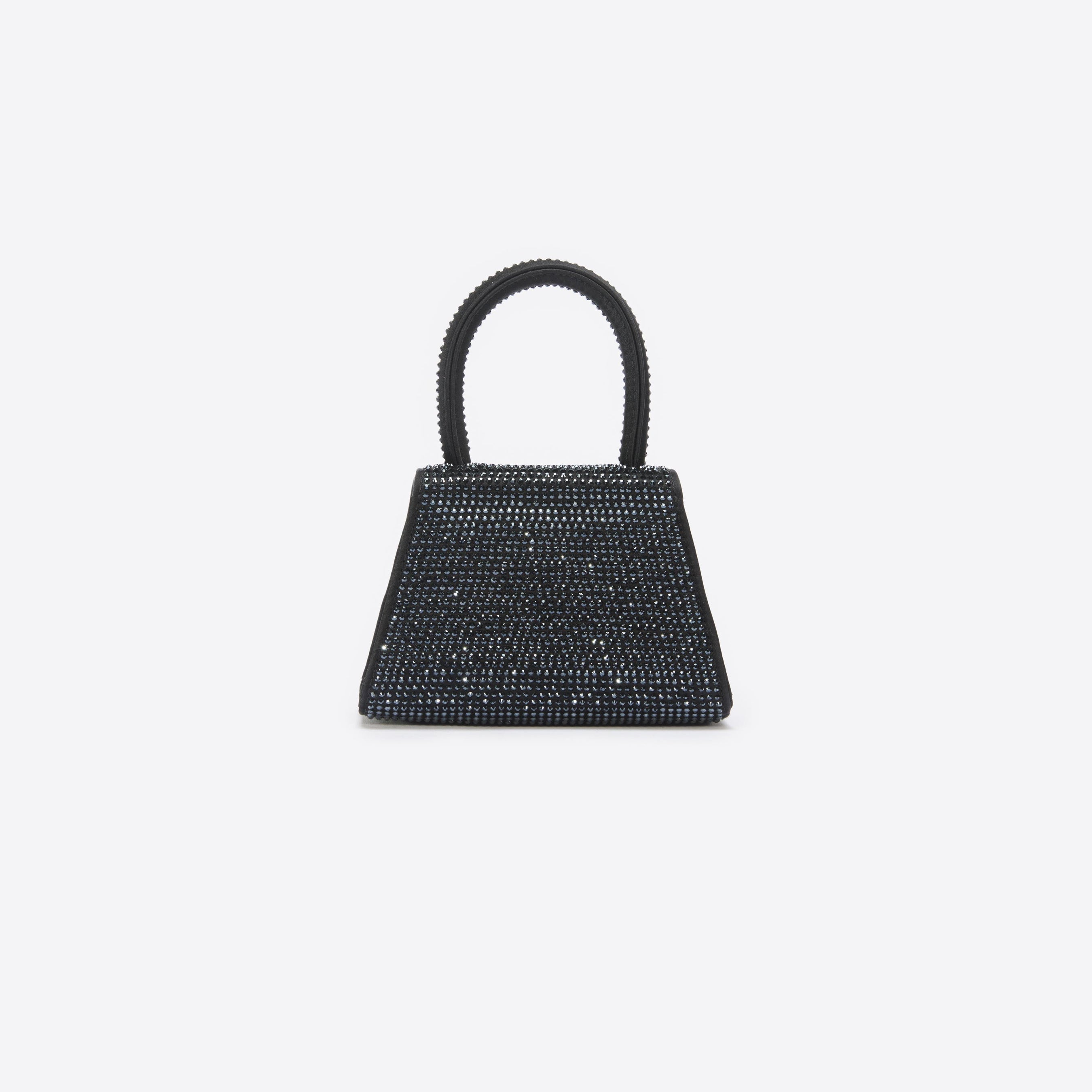 Black Rhinestone Embellished Micro Bow Bag