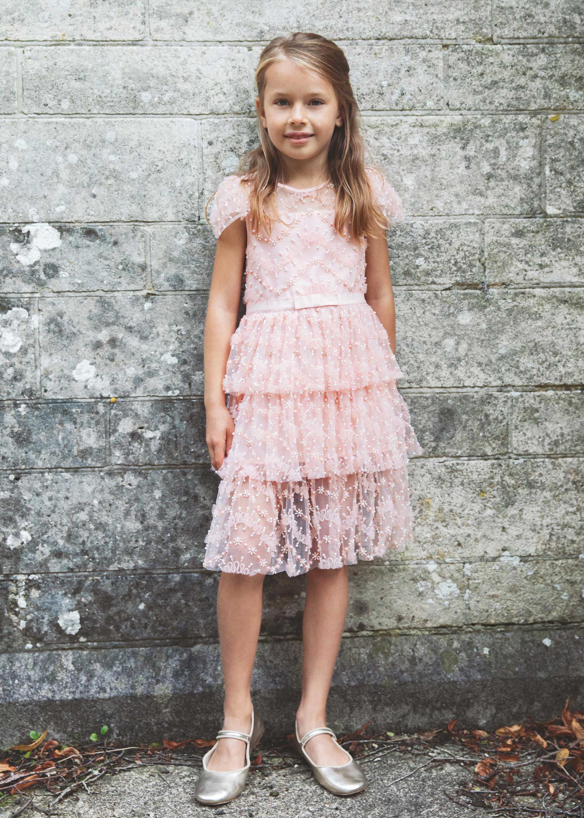 Self-Portrait hot lace and sequin pink dress