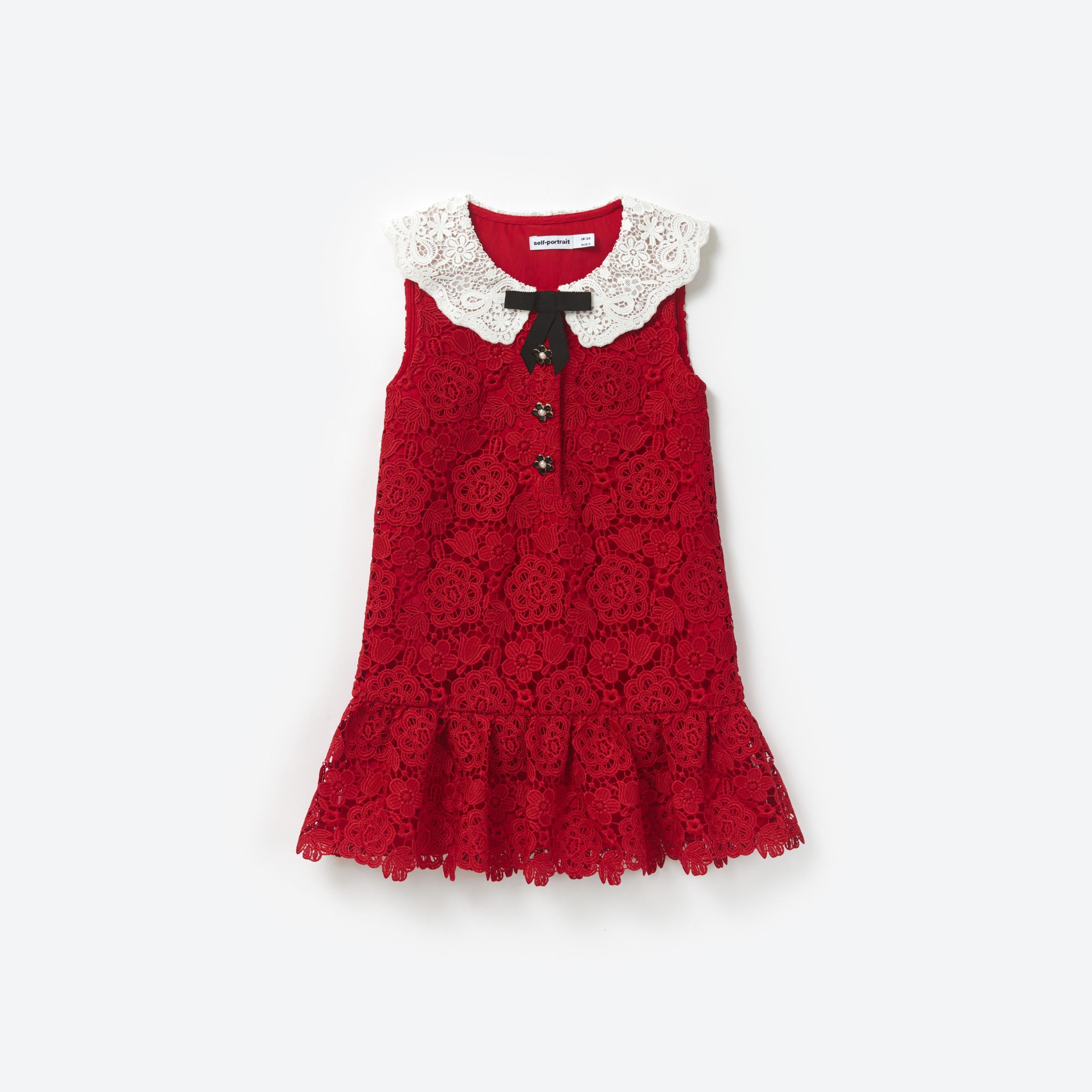 Red Lace Collar Dress self portrait US