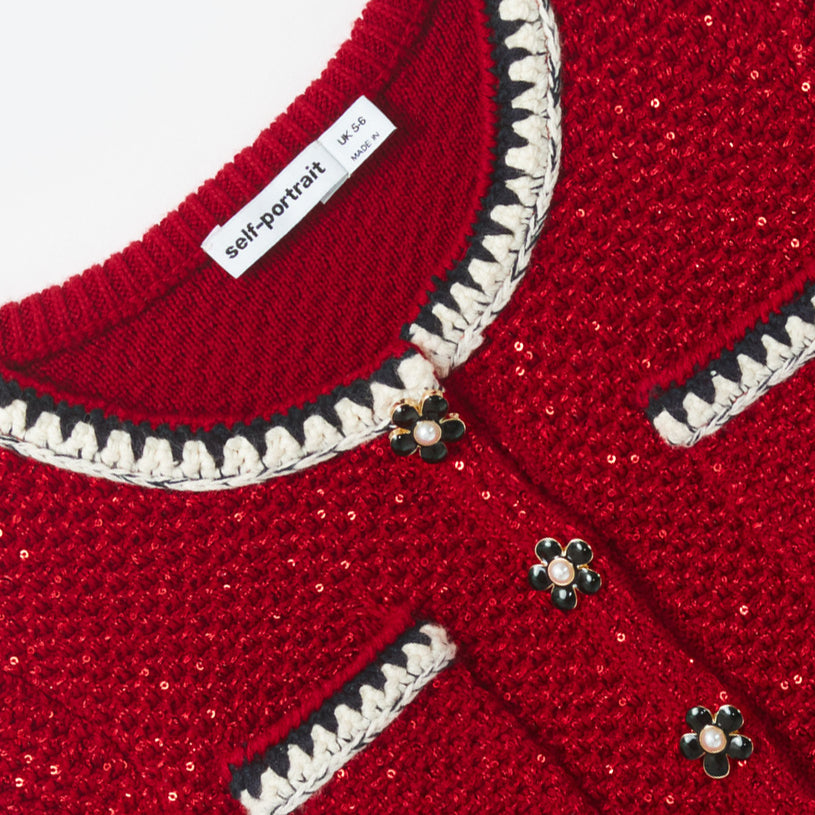 self portrait red knit dress self-portrait - Burgundy Pointelle Knit Mini Dress