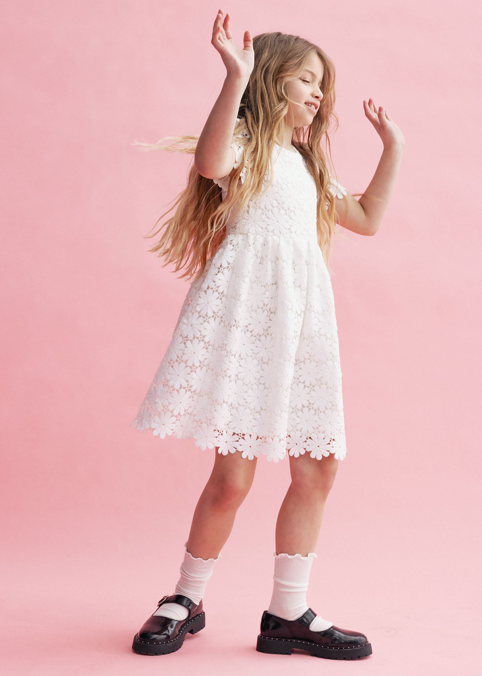 Self Portrait White Sequin Guipure Dress Age 10 12
