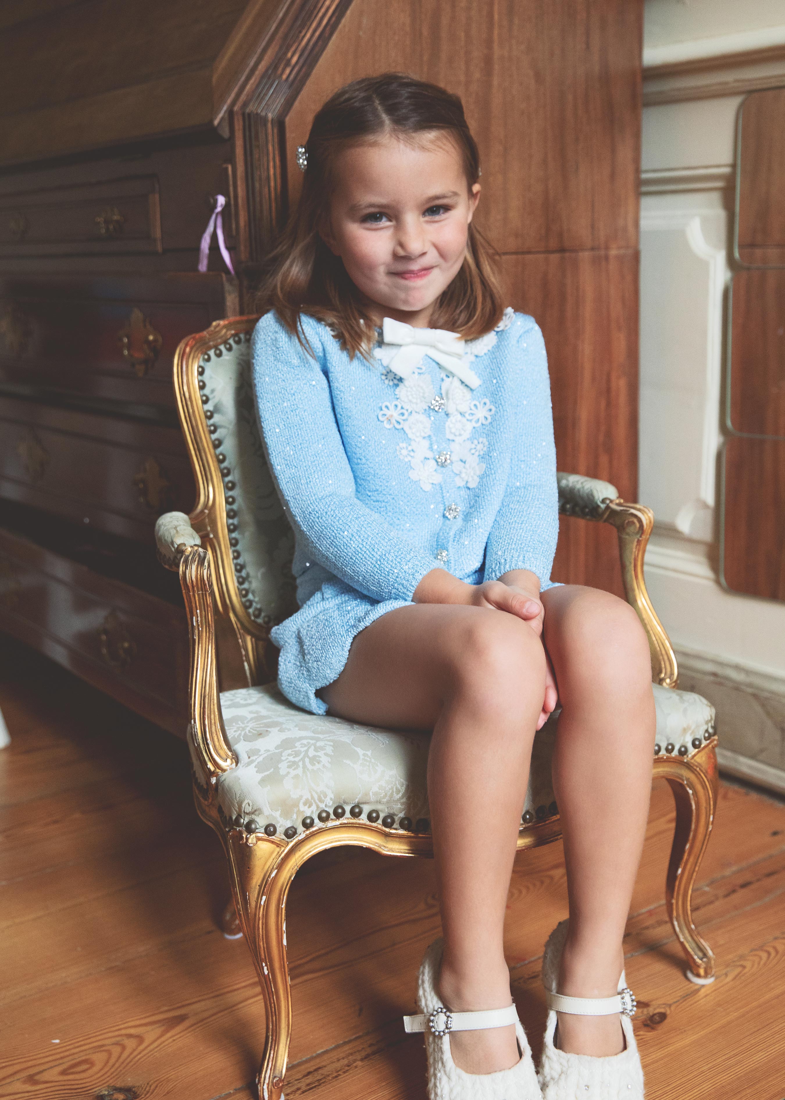 Blue Sequin Knit Skirt