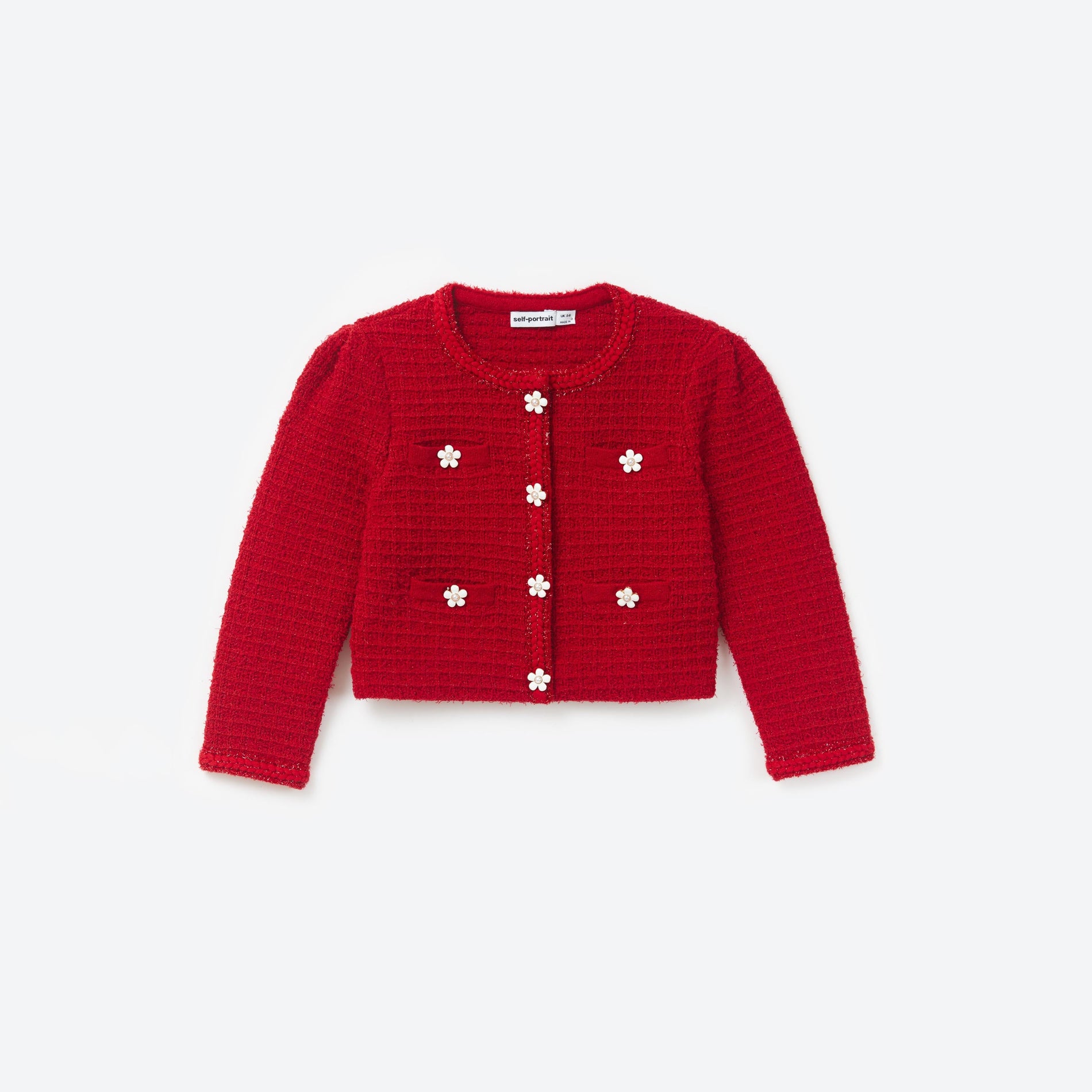 Red Textured Knit Cardigan