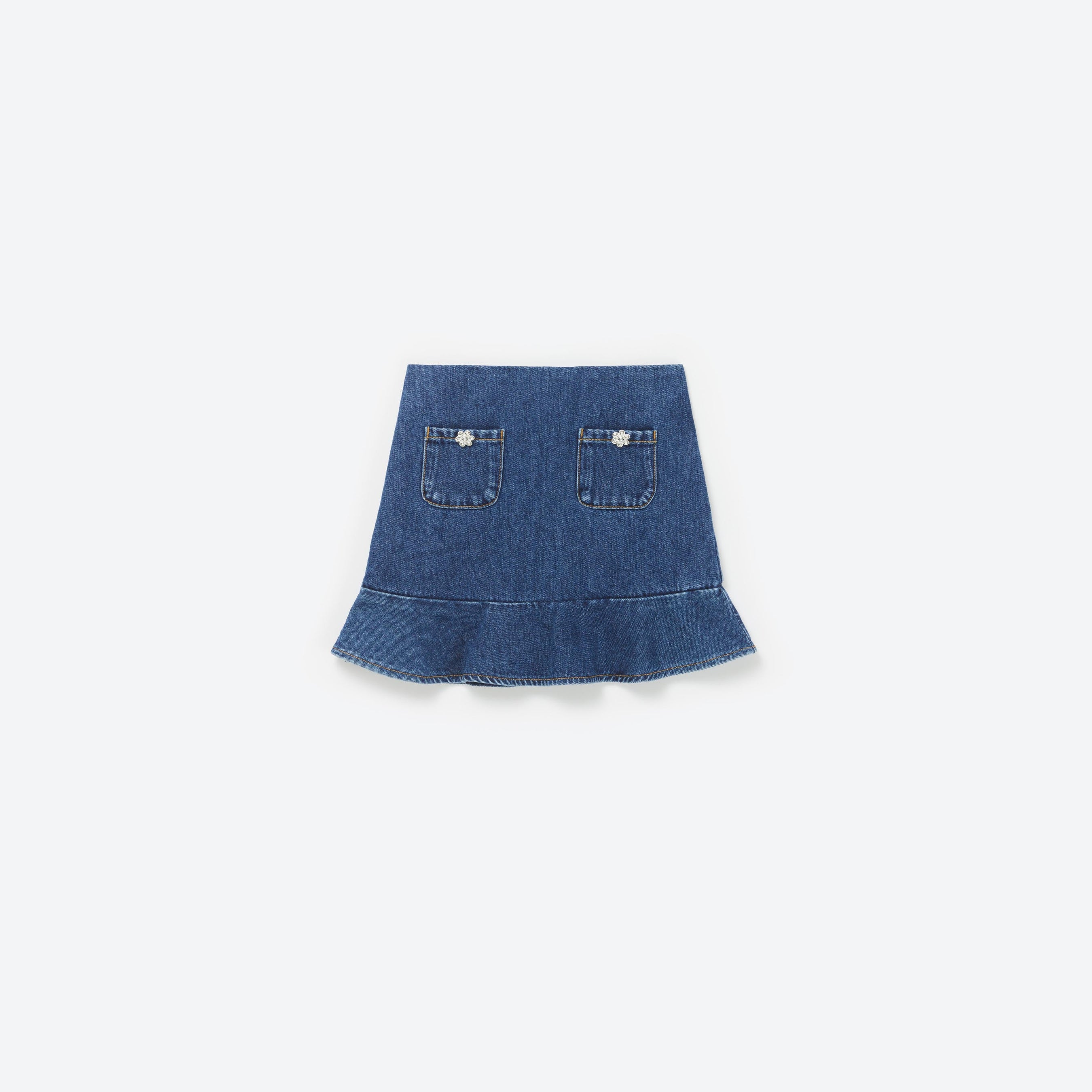 Blue Denim Peplum Mini Skirt