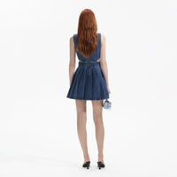 Blue Denim Cut-Out Mini Dress