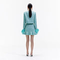 Blue Boucle Feather Jacket