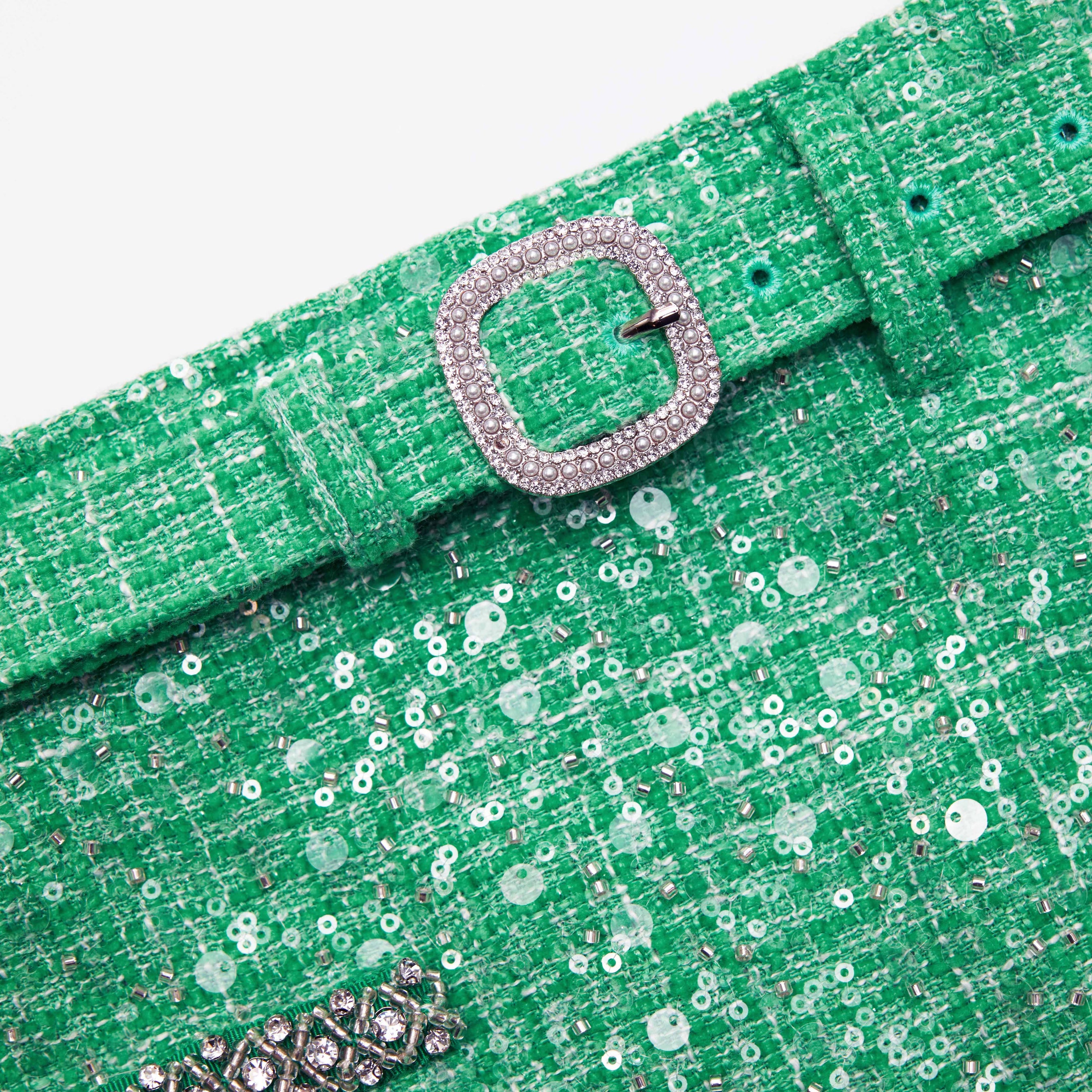 Green Boucle Midi Skirt