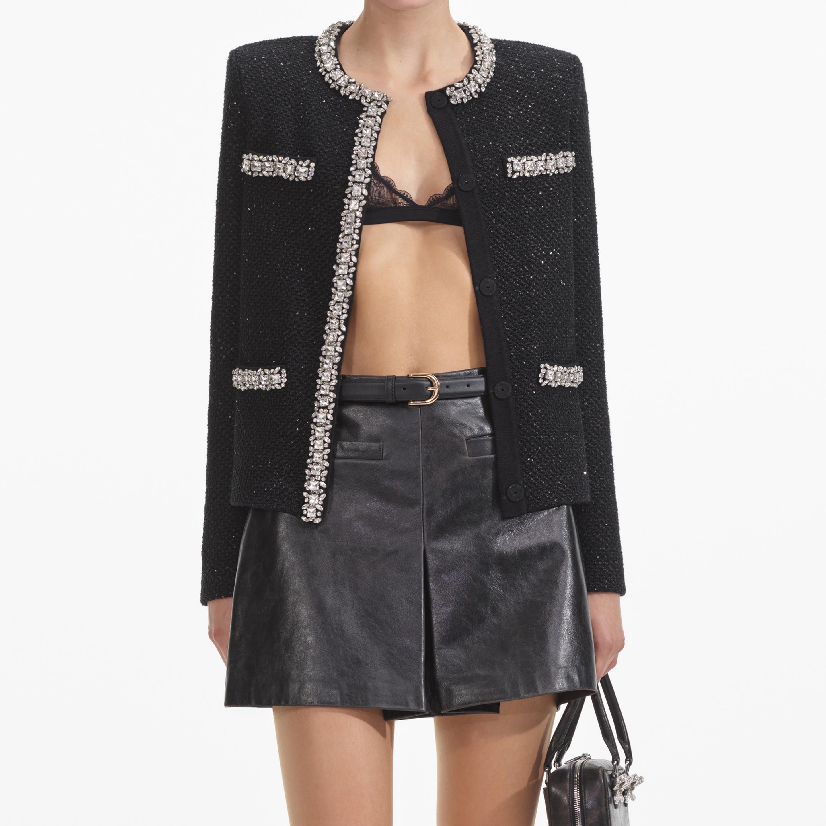 Black Sequin Knit Cardigan – self-portrait-US