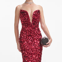 Red 3D Sequin Midi Dress