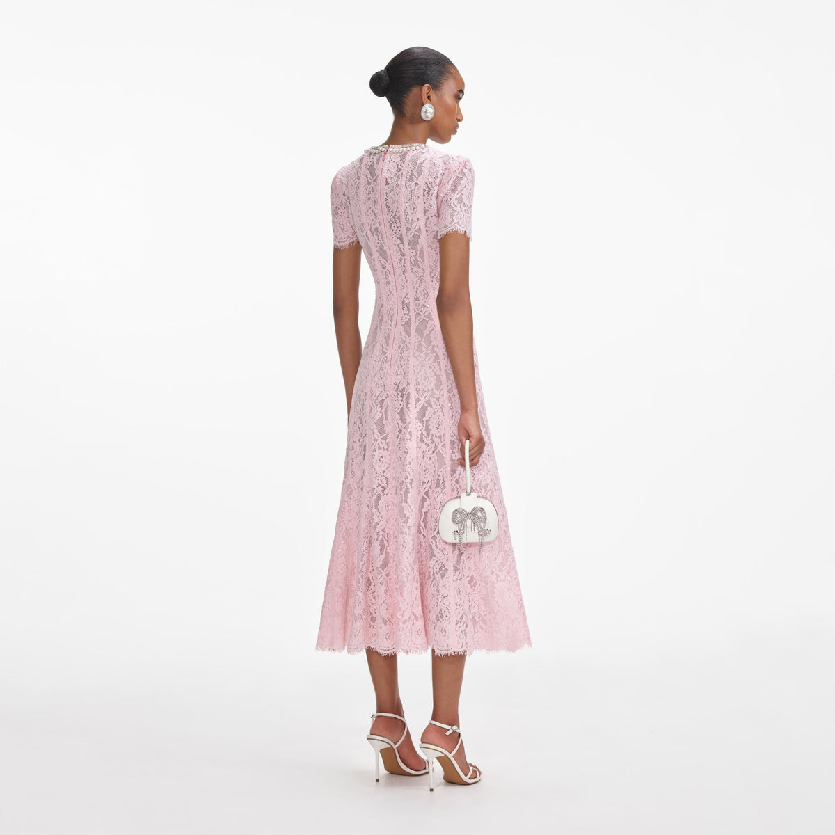 self-portrait embellished lace midi dress Pink Lace Embellished Midi Dress – self-portrait-US