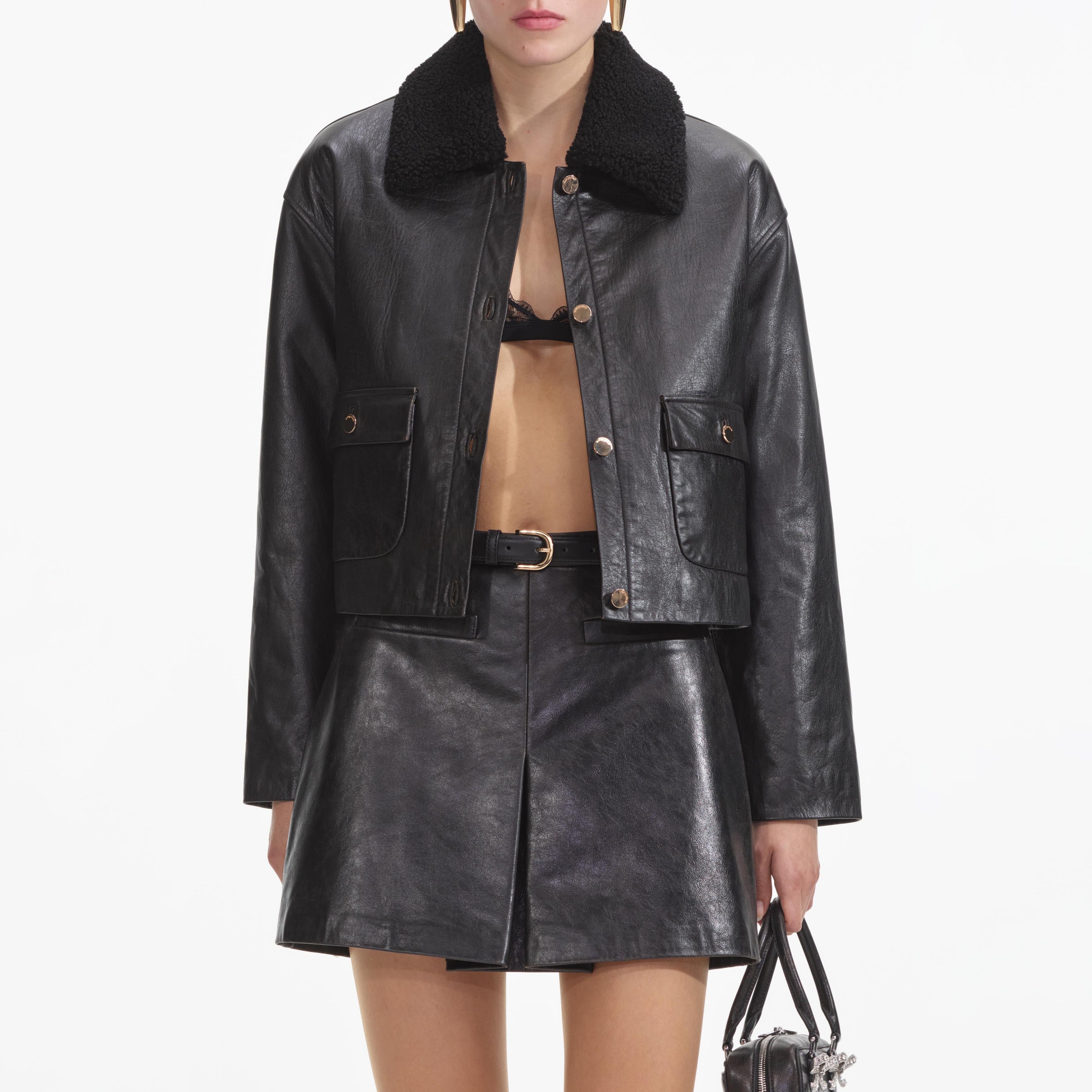 Sandie - Black Shearling Jacket