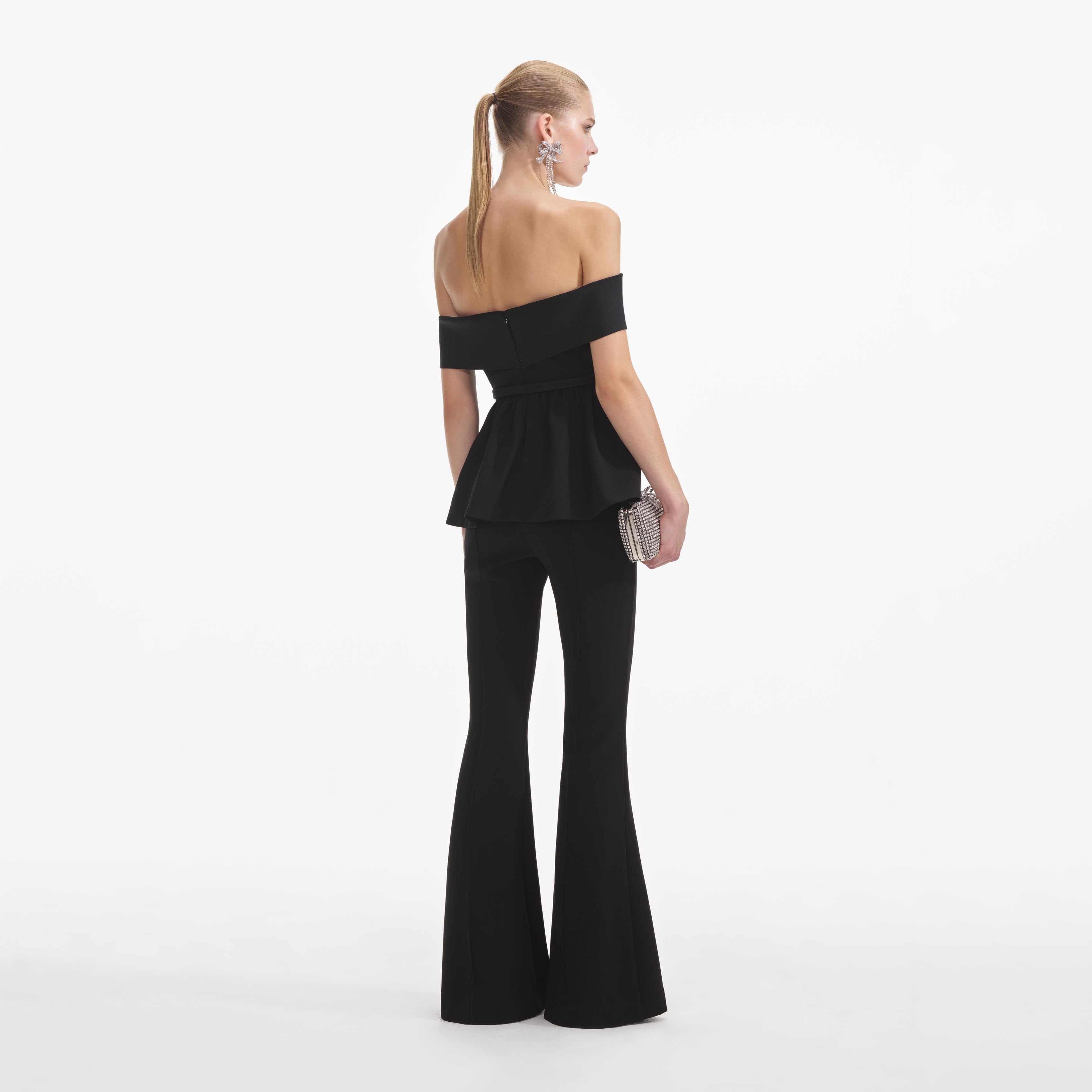 Self portrait black jumpsuit on sale