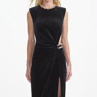 Black Velvet Embellished Maxi Dress