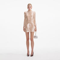 Pearl Trim Sequin Mini Dress