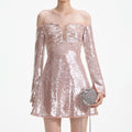 Sequin Off Shoulder Mini Dress