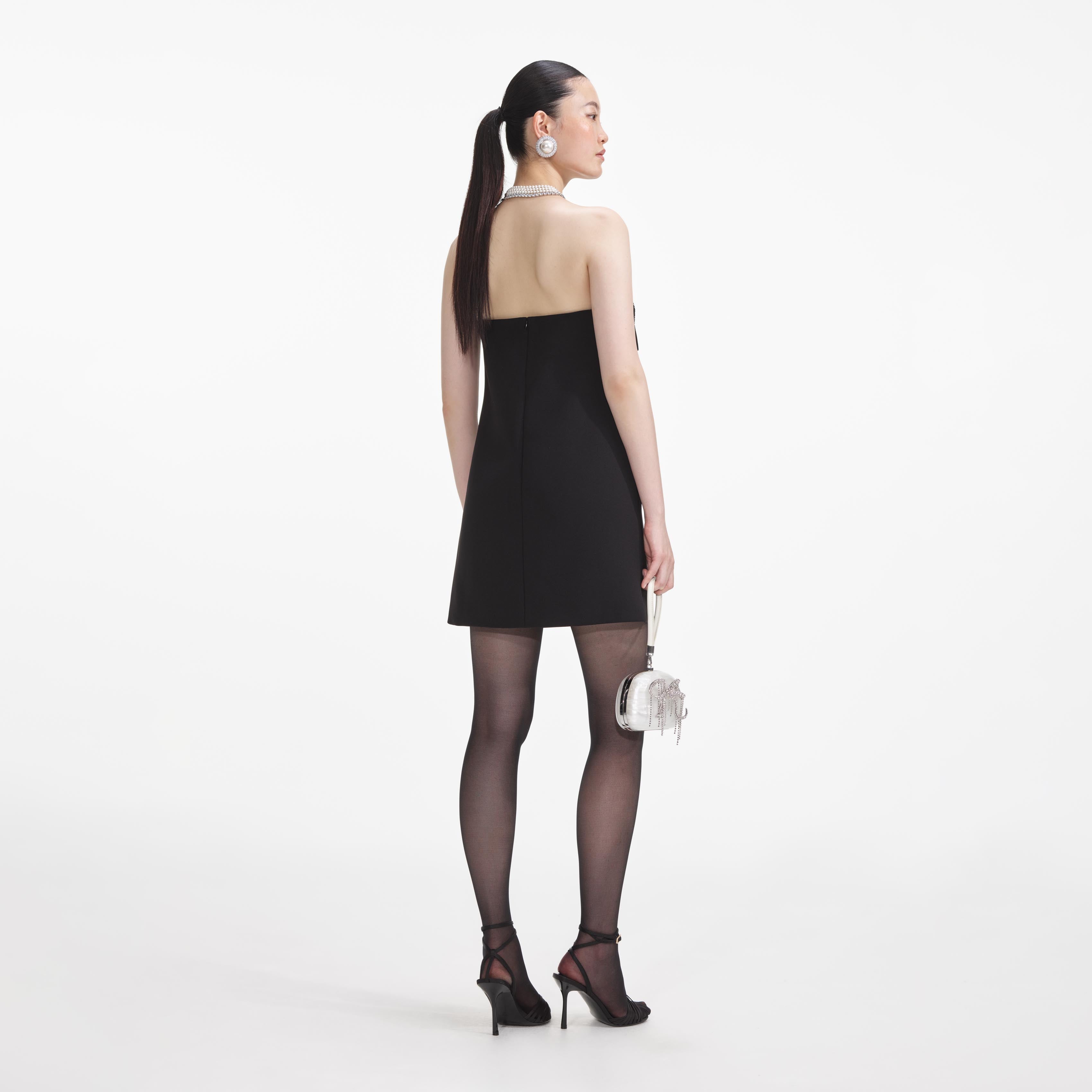 Black Crepe 3D Sequin Mini Dress – self-portrait-US