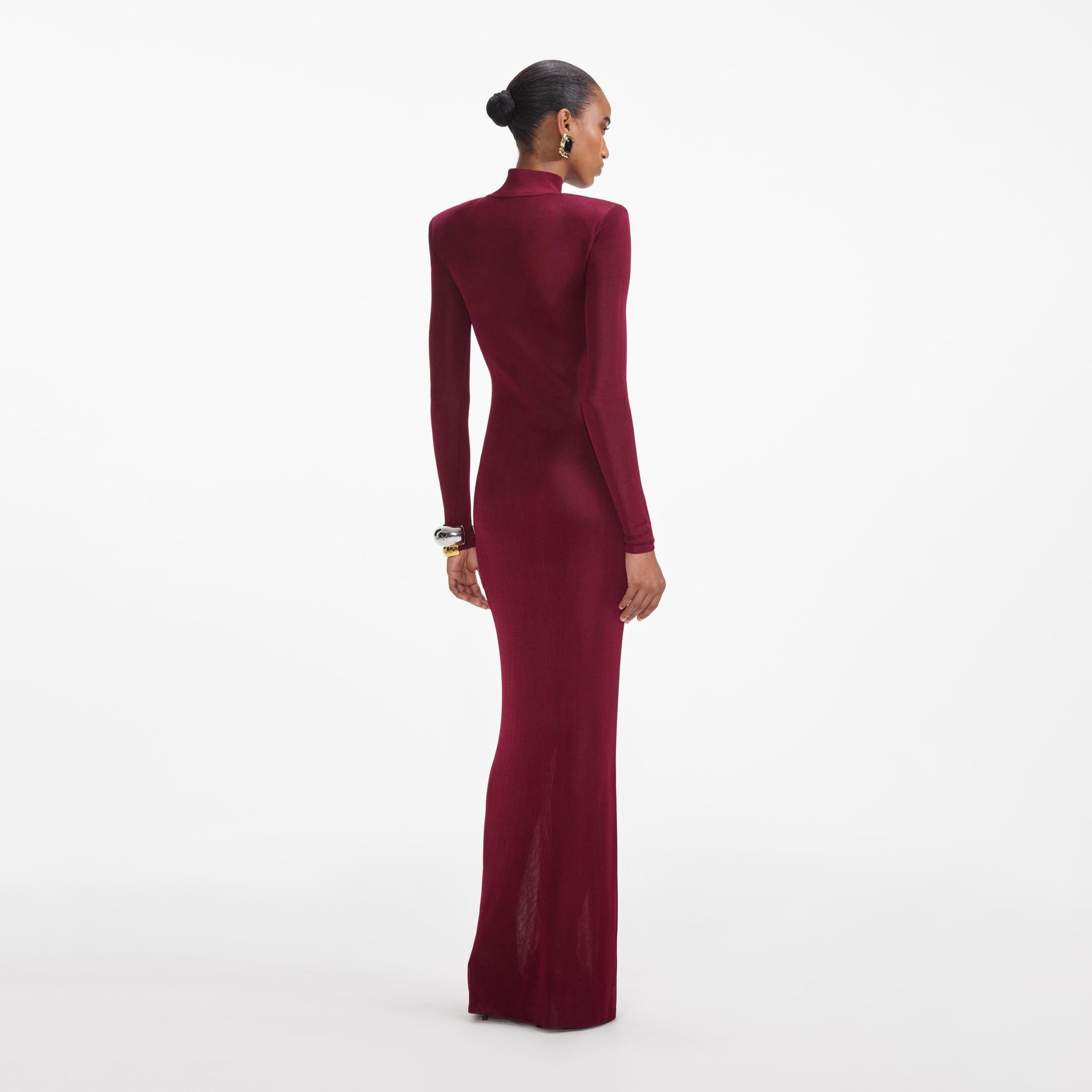 Burgundy Viscose Knit Maxi Dress