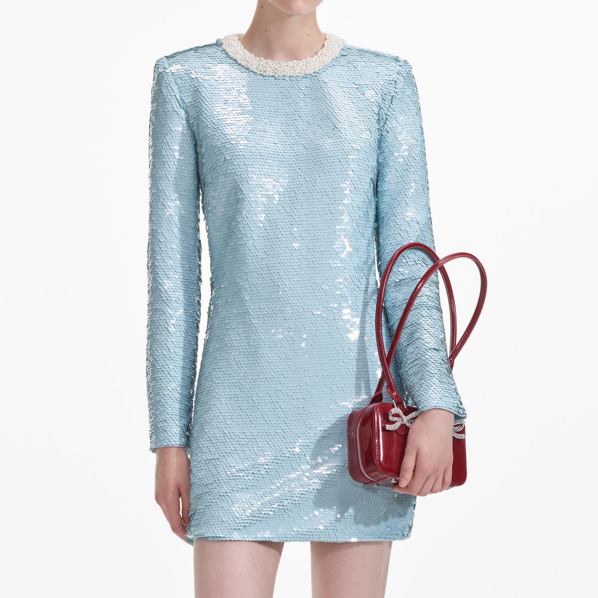 self portrait blue sequin boucle mini dress Self Portrait Sequin Boucle Mini Dress