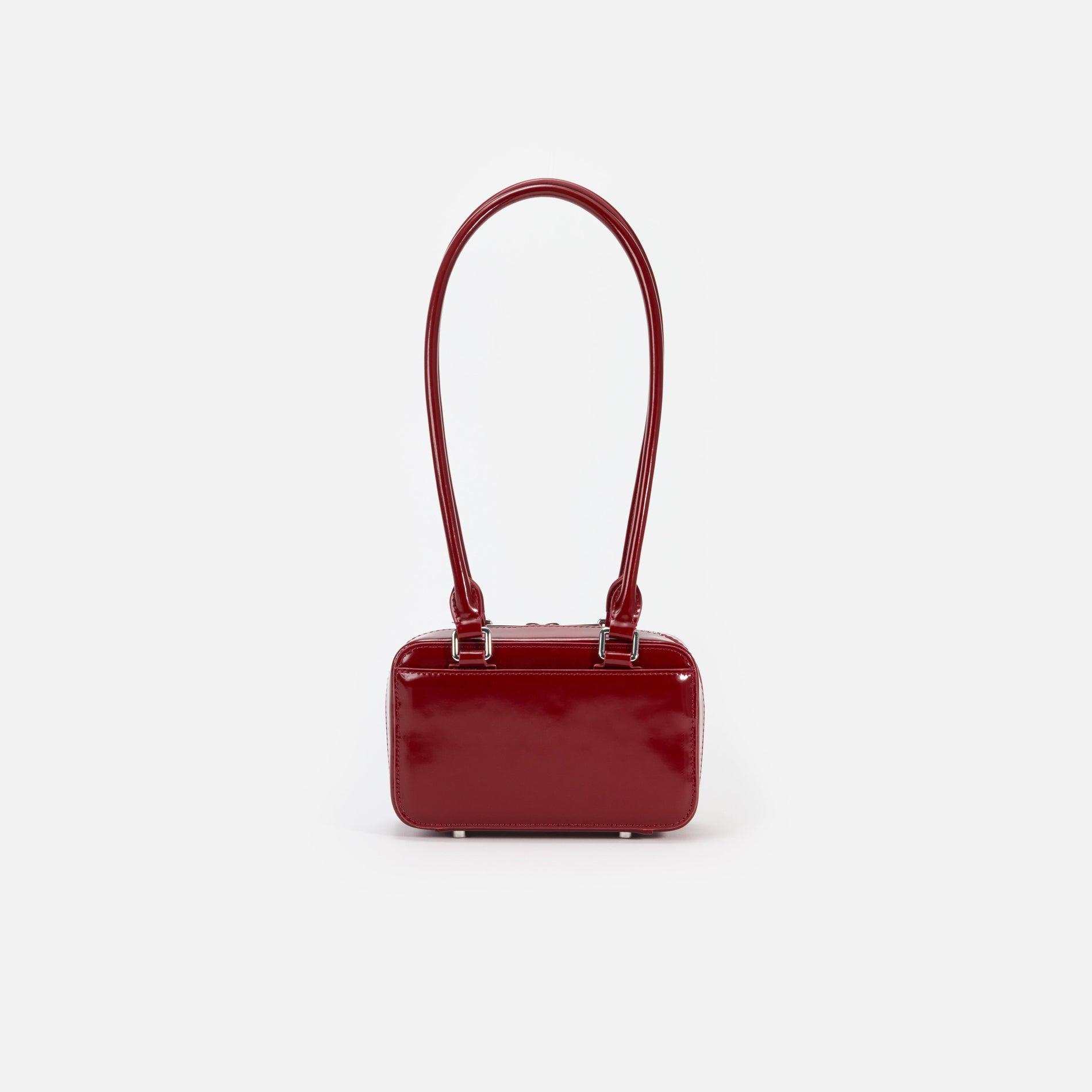 Back view of a woman wearing the Burgundy Leather Shoulder Bag