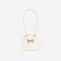 Cream Leather Square Shoulder Bag