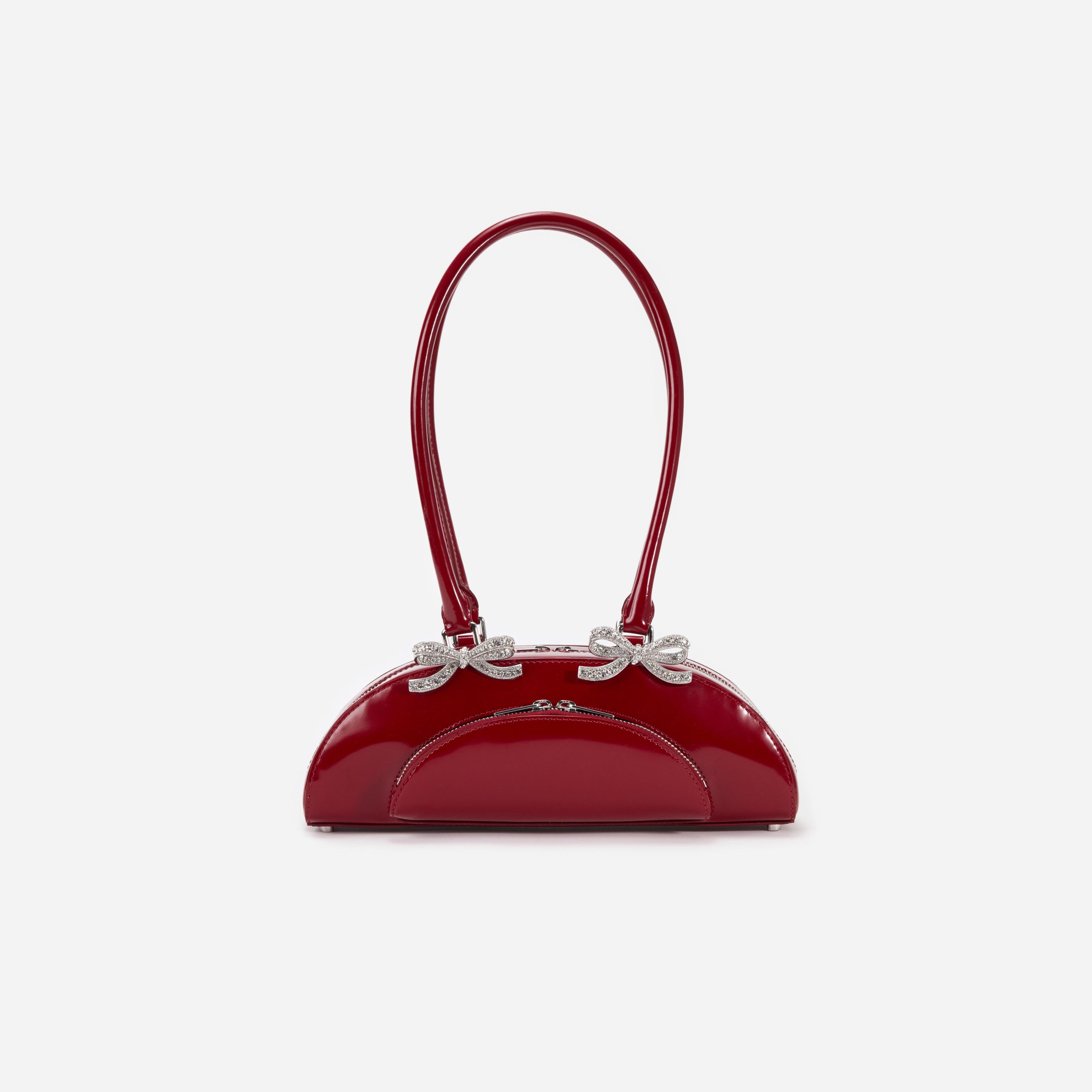 Burgundy Leather Curved Shoulder Bag