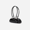 Black Leather Curved Shoulder Bag