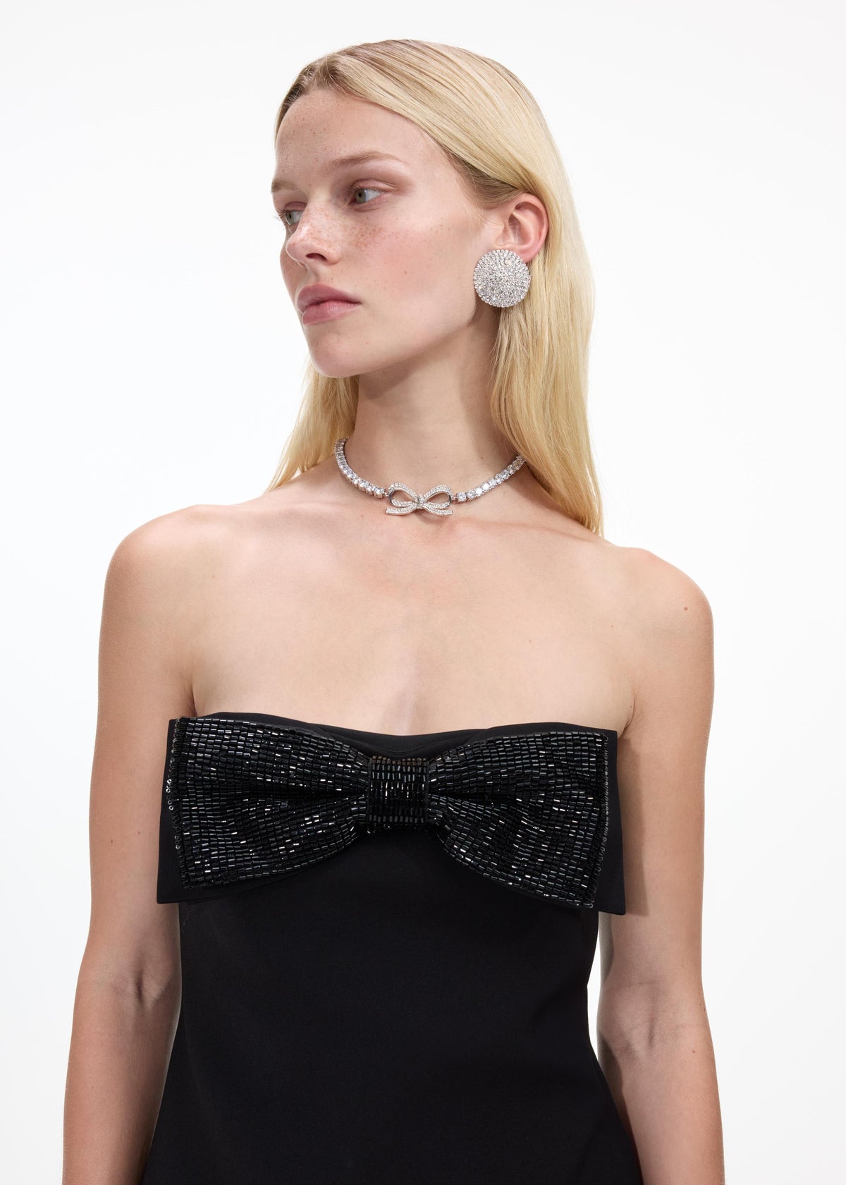 Diamante Bow Tennis Choker – self-portrait-US