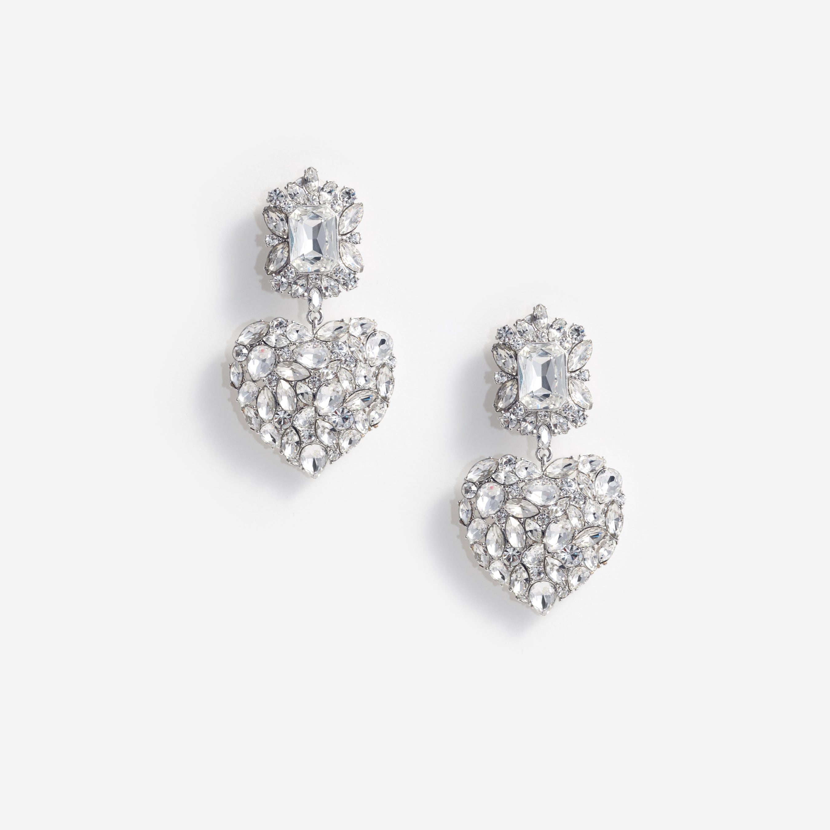 Crystal Heart Tiered Earrings