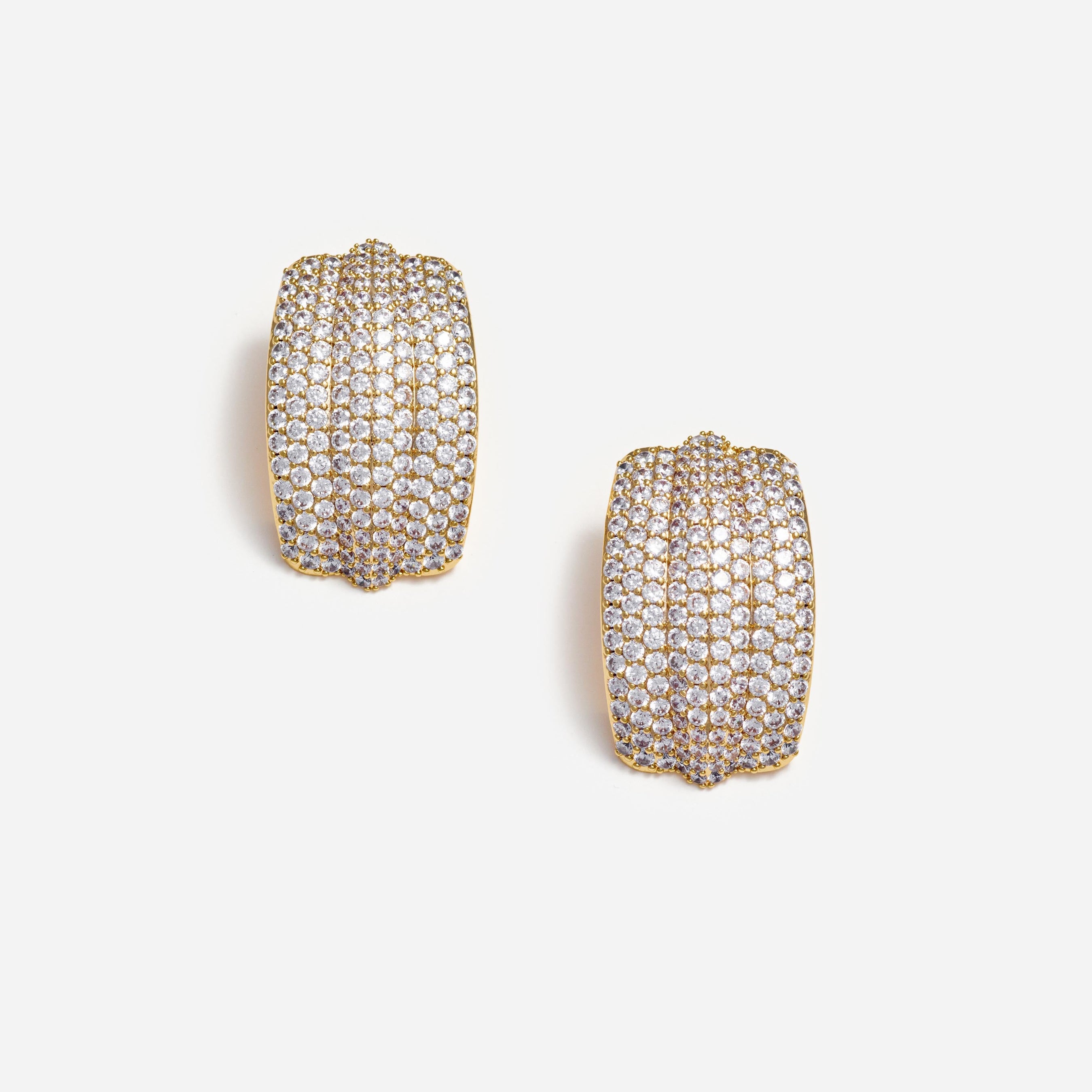 Gold Cystal Ridged Earrings