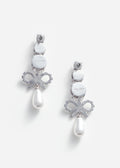 Crystal Bow Pearl Earrings