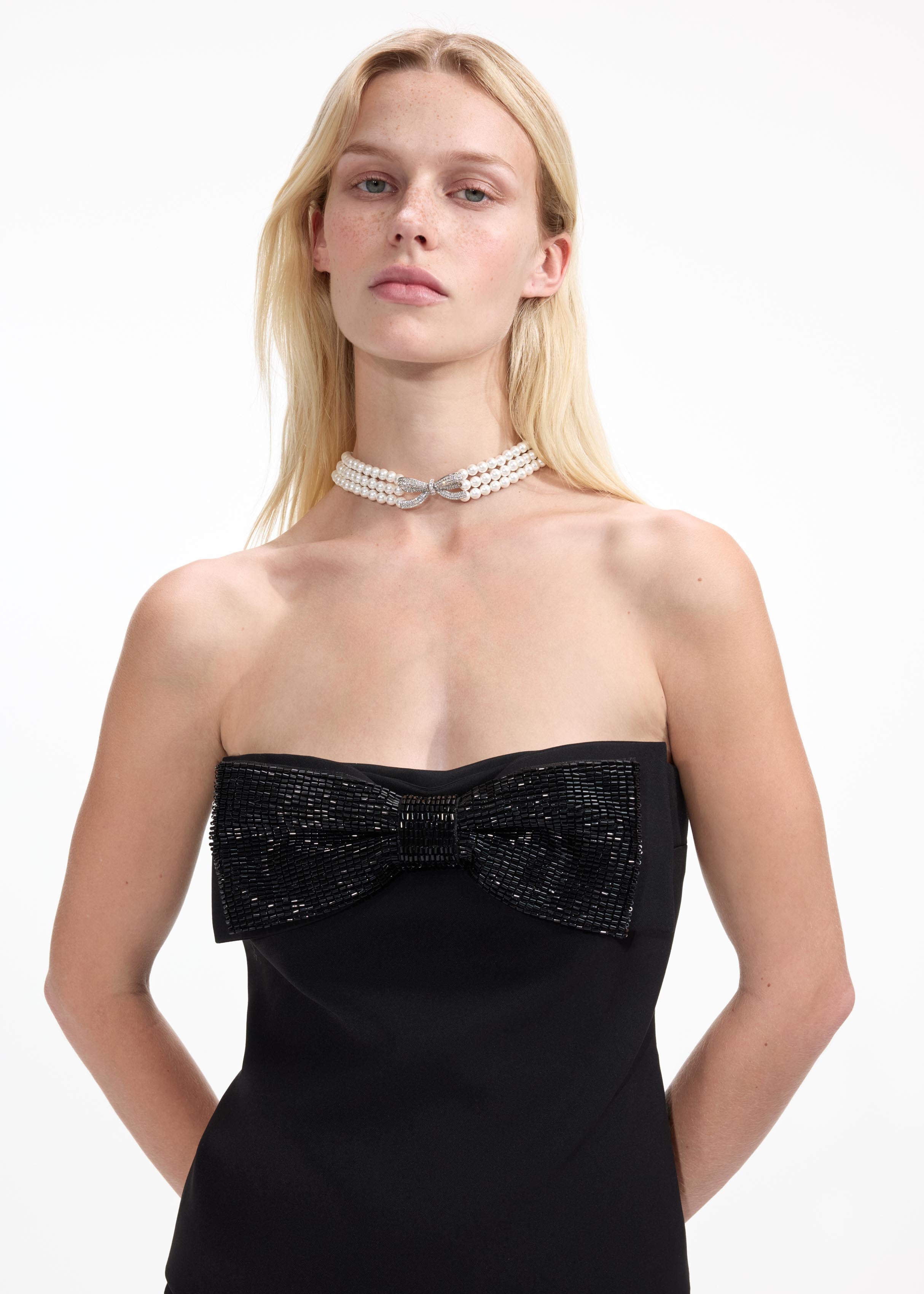 Pearl Bow Choker self portrait US