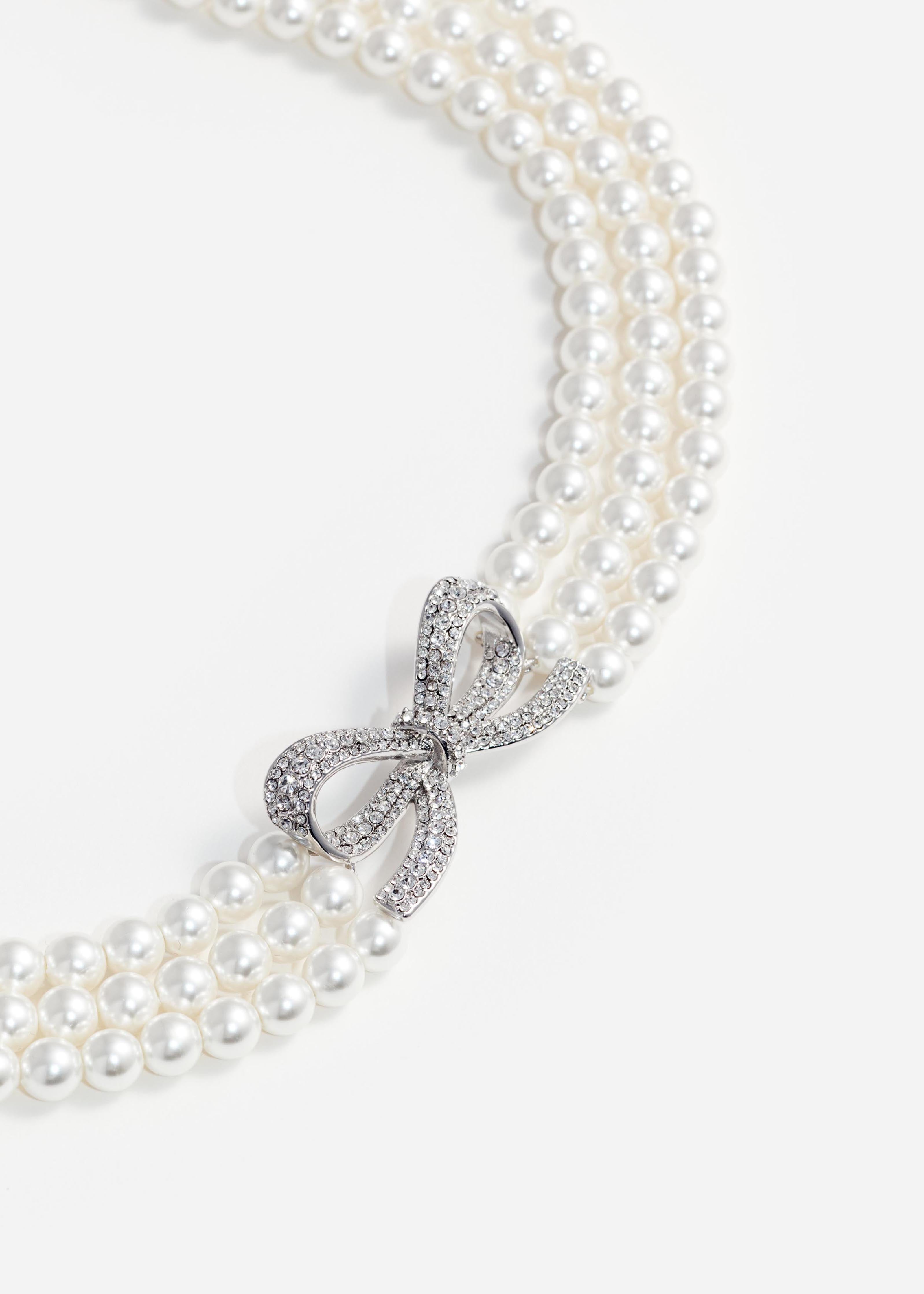 Pearl Bow Choker – self-portrait-US