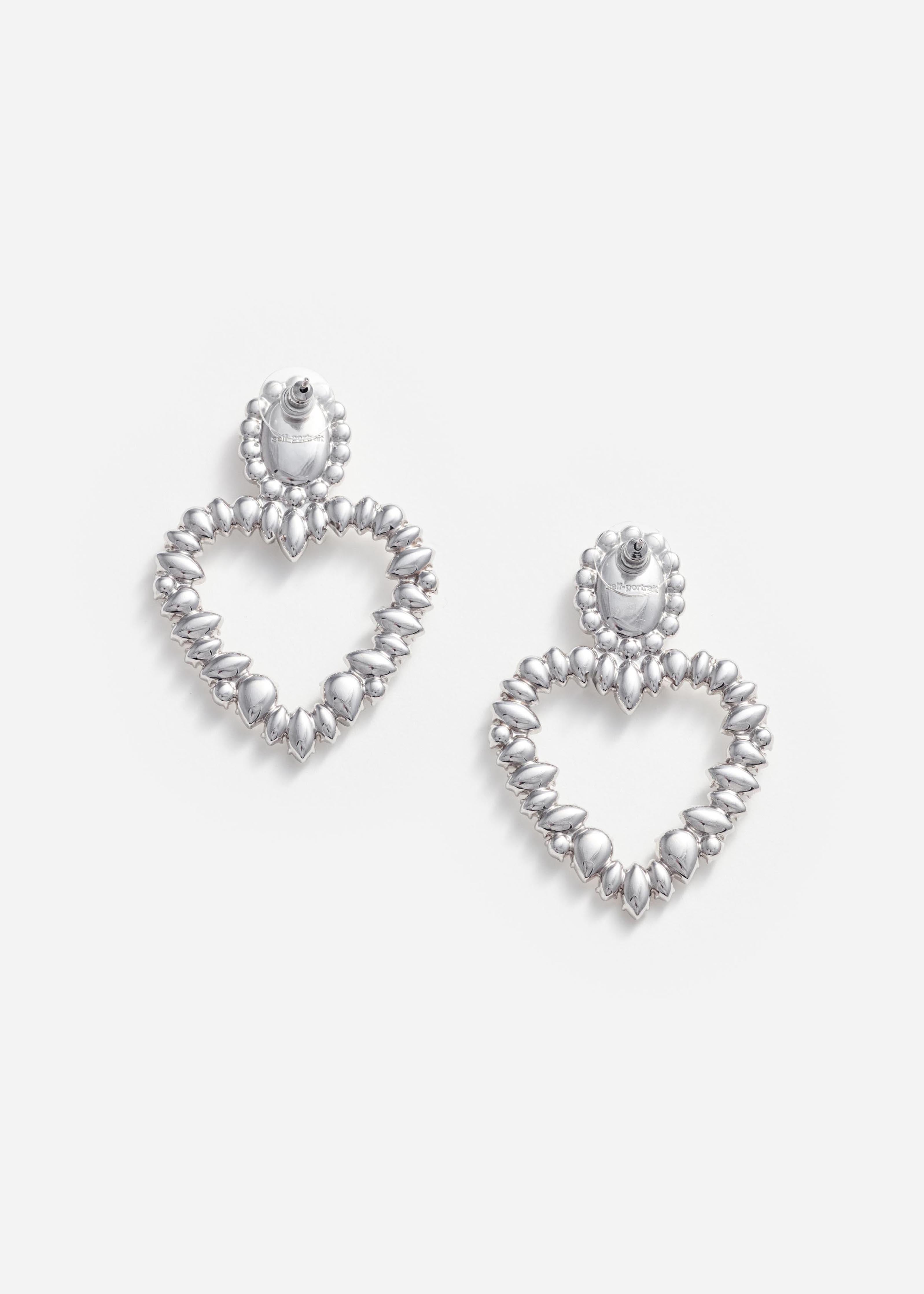 Crystal Heart Earrings – self-portrait-US
